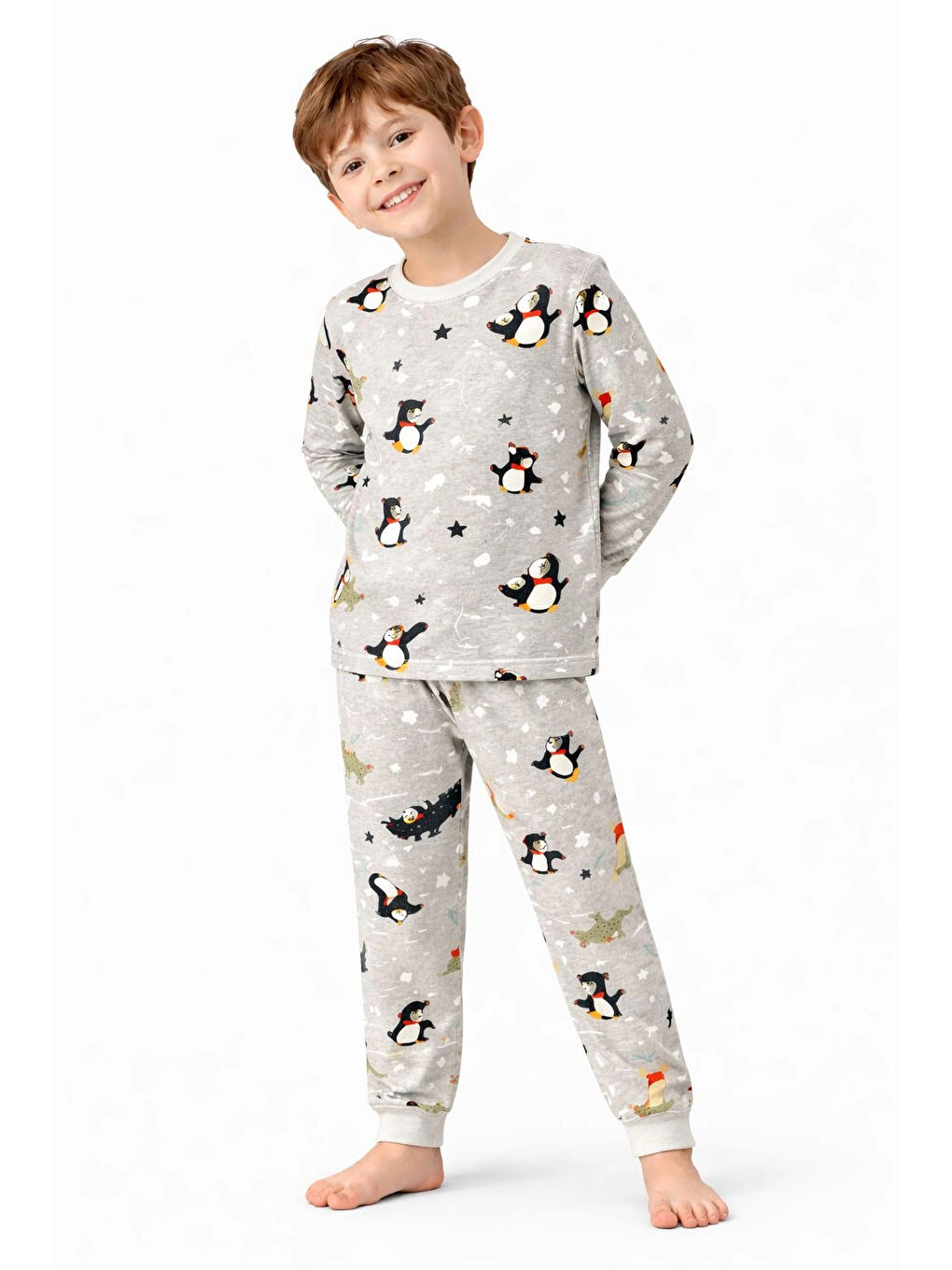 Ekru Hayvanlar Desenli Erkek Çocuk Pijama Takımı 51346