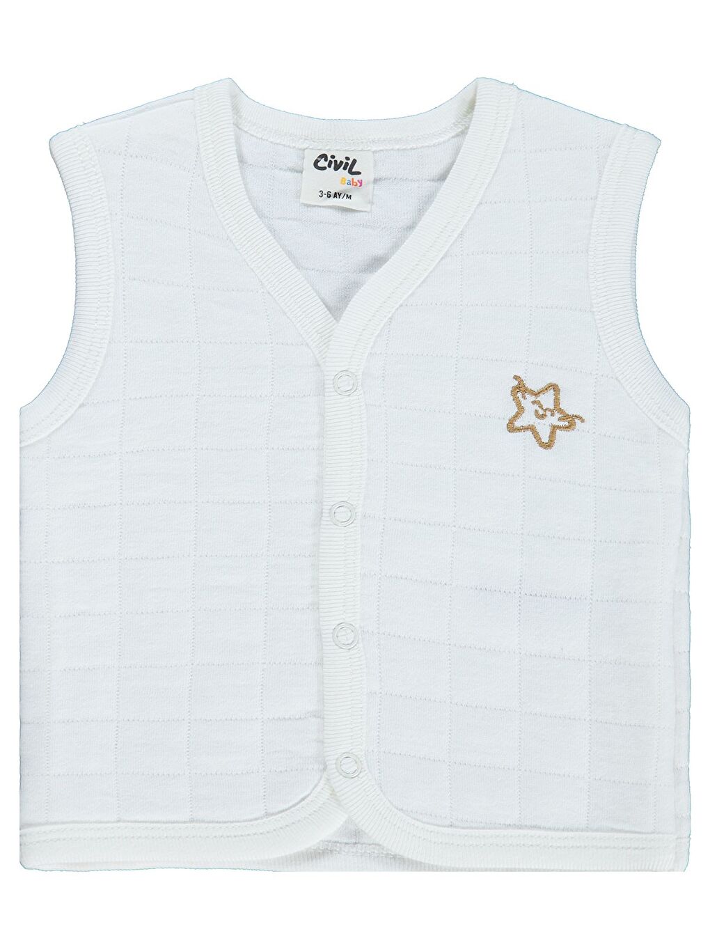 Baby Yıldız Nakışlı 3-18 Ay Yelek - Ekru