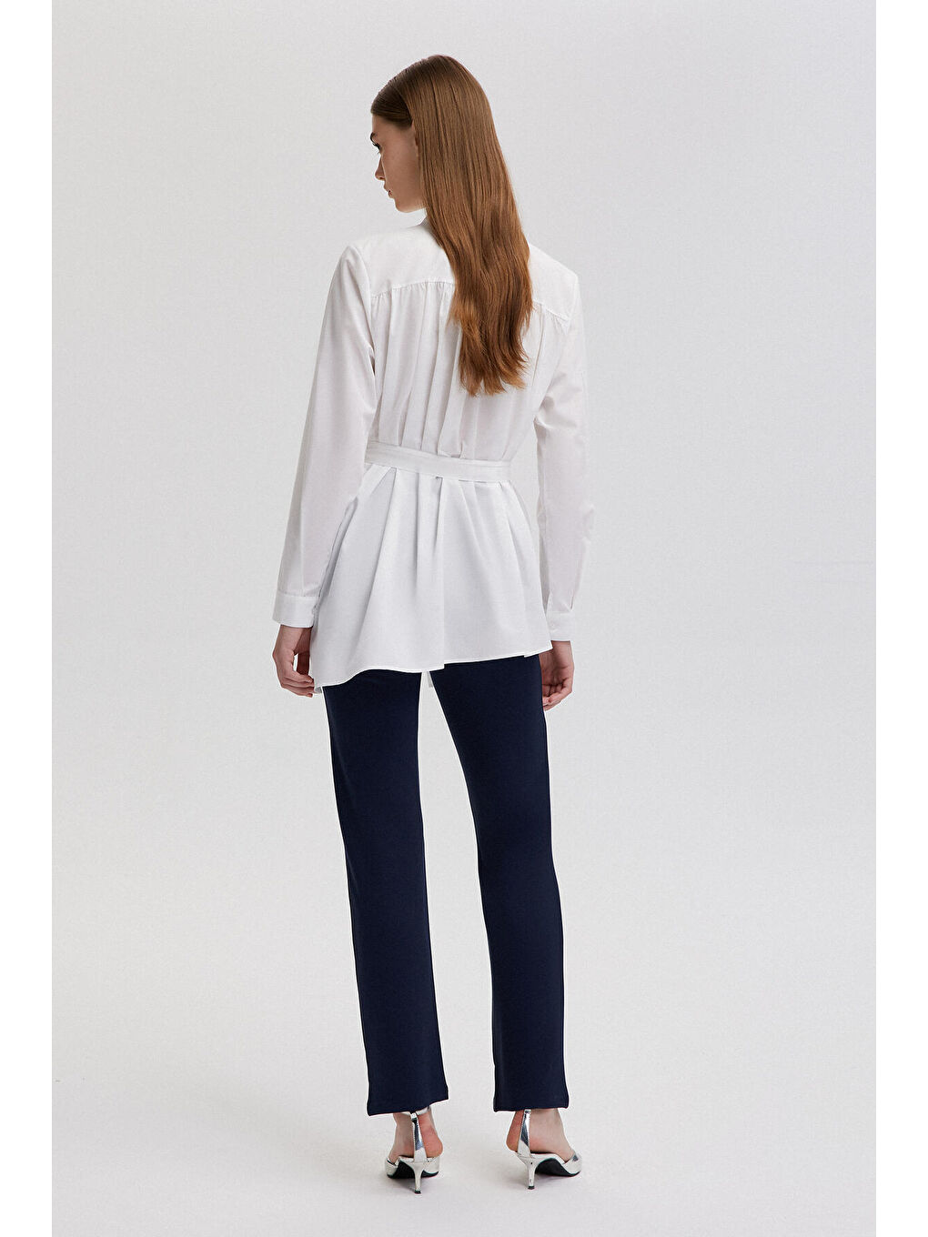 Ekru Belden Bağlamalı Gömlek-3