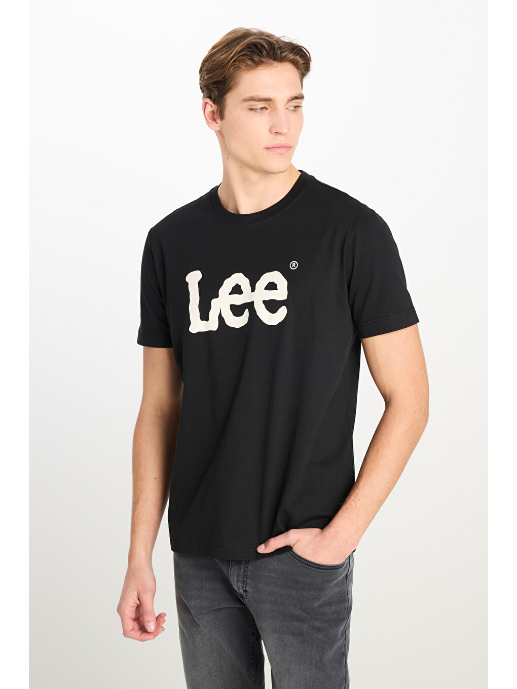 %100 Pamuk Regular Fit Normal Kesim Bisiklet Yaka Siyah Tişört-1