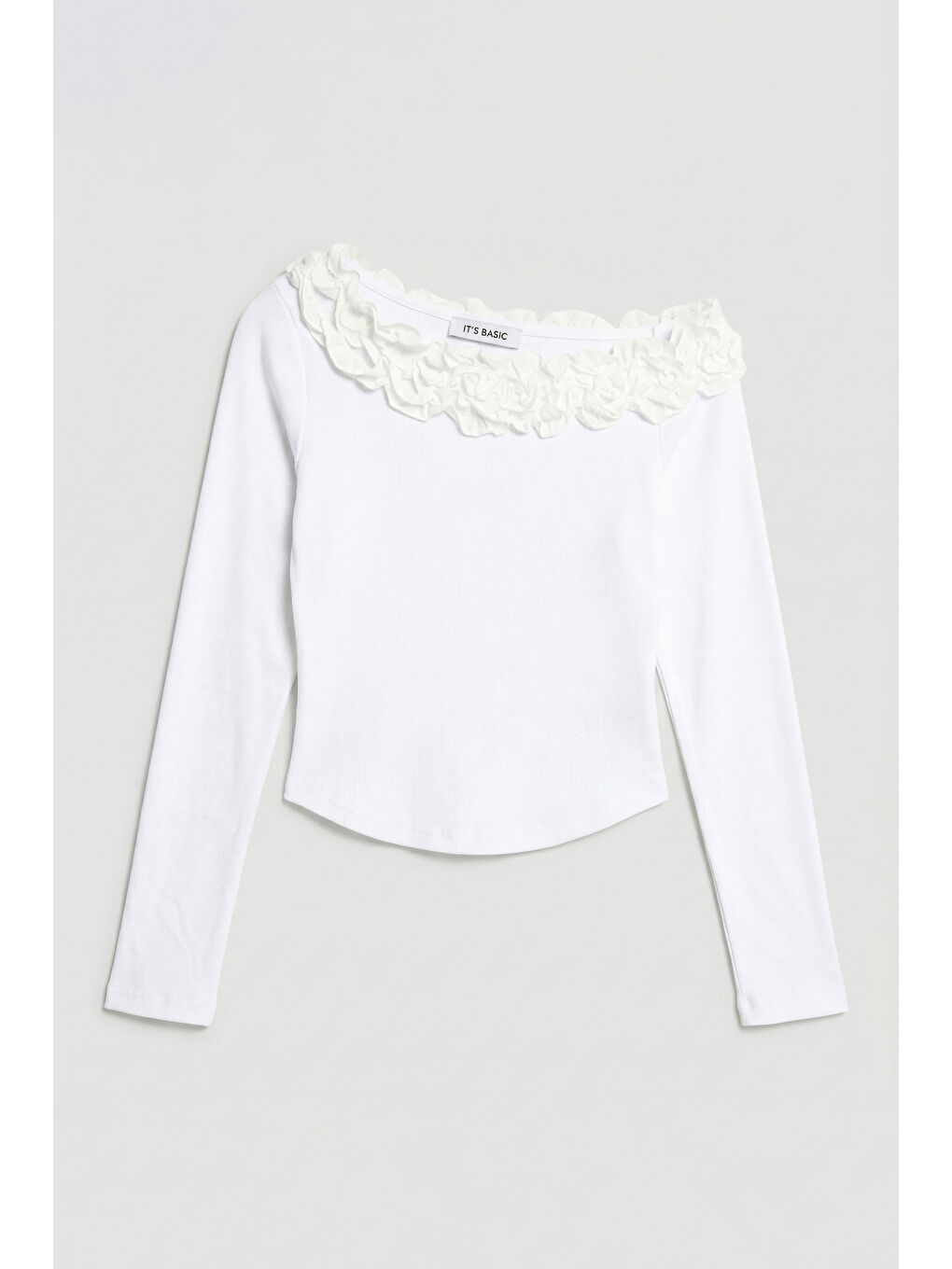 Kadın Beyaz w5 Organik Pamuk Kumaş Tek Kol ve Gül Detaylı Tasarım Bluz-2