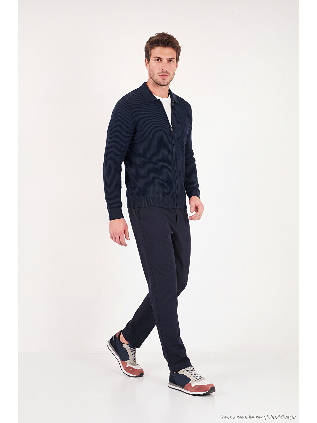 Lacivert Regular Fit Düz Paça Bağlamalı Pantolon 6843700-1