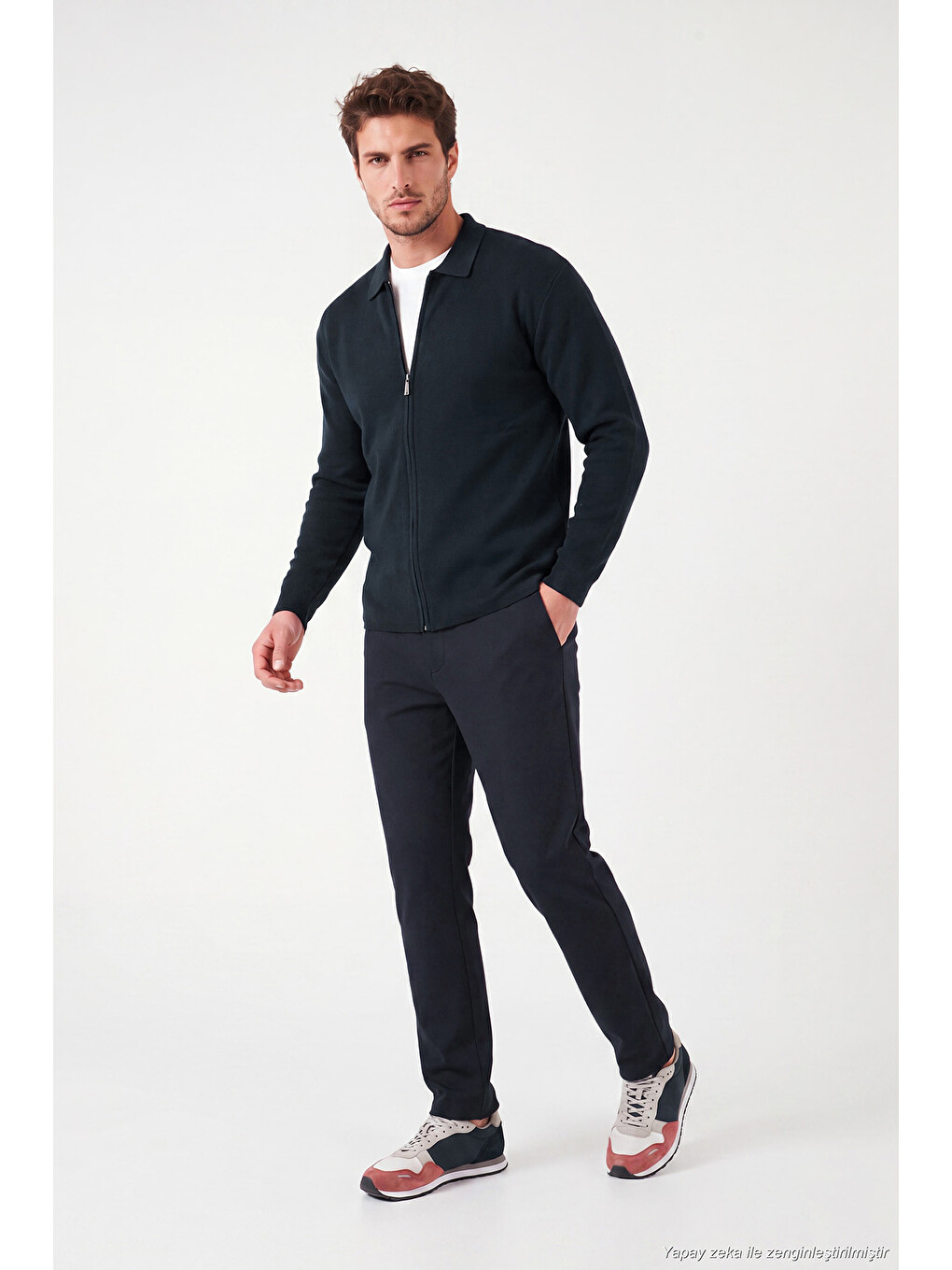 Lacivert Regular Fit Düz Paça Bağlamalı Pantolon 6843700-2