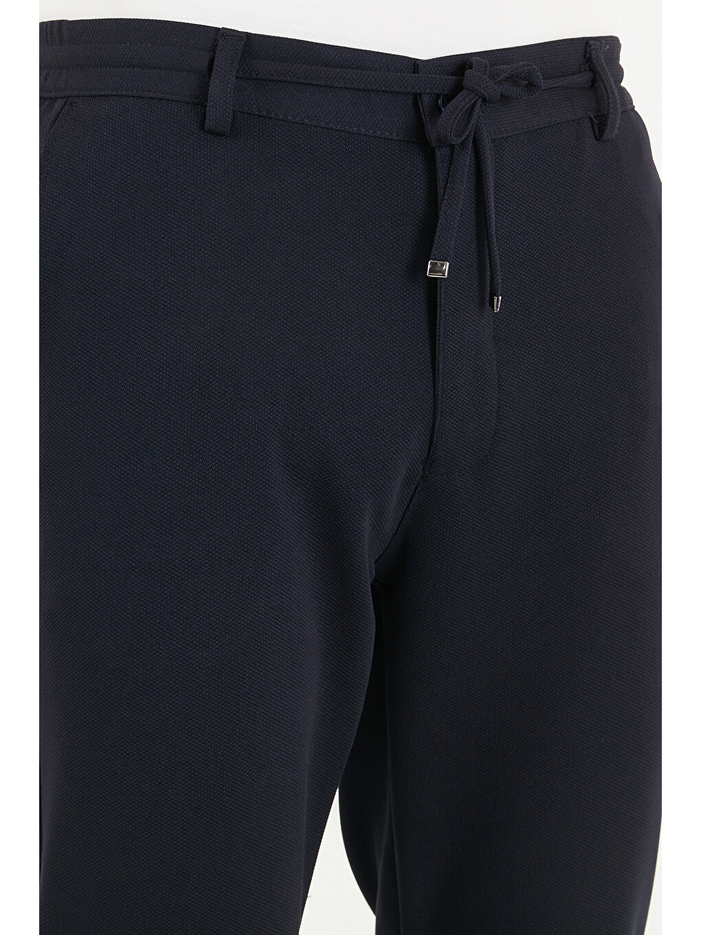 Lacivert Regular Fit Düz Paça Bağlamalı Pantolon 6843700-5