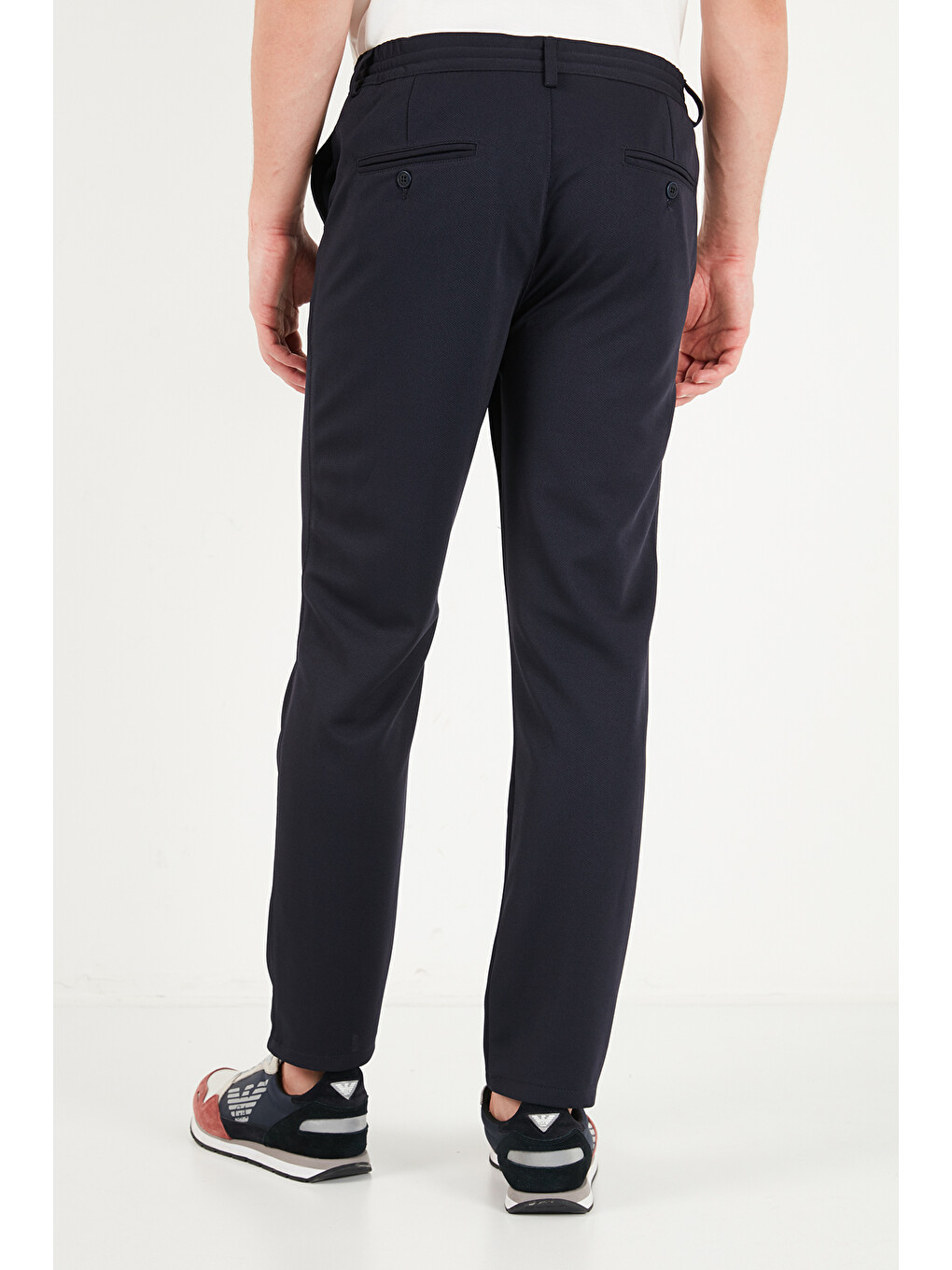 Lacivert Regular Fit Düz Paça Bağlamalı Pantolon 6843700-6