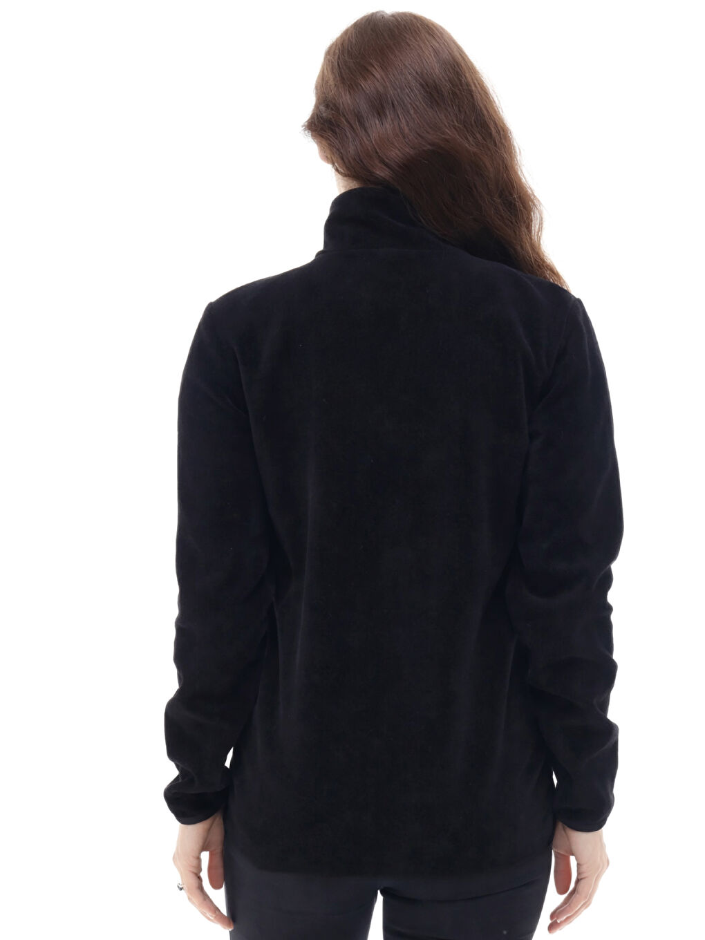 Siyah Premium Kadın Tam Cepli Fermuarlı Outdoor Spor Polar Ceket-4