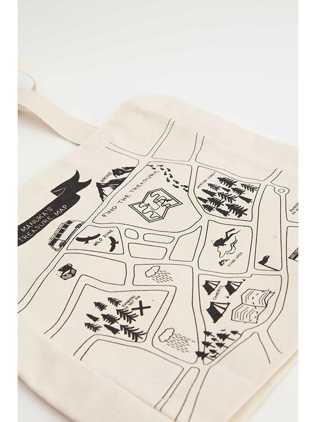 Gri Baskılı Körüklü Bez Çanta Map-3