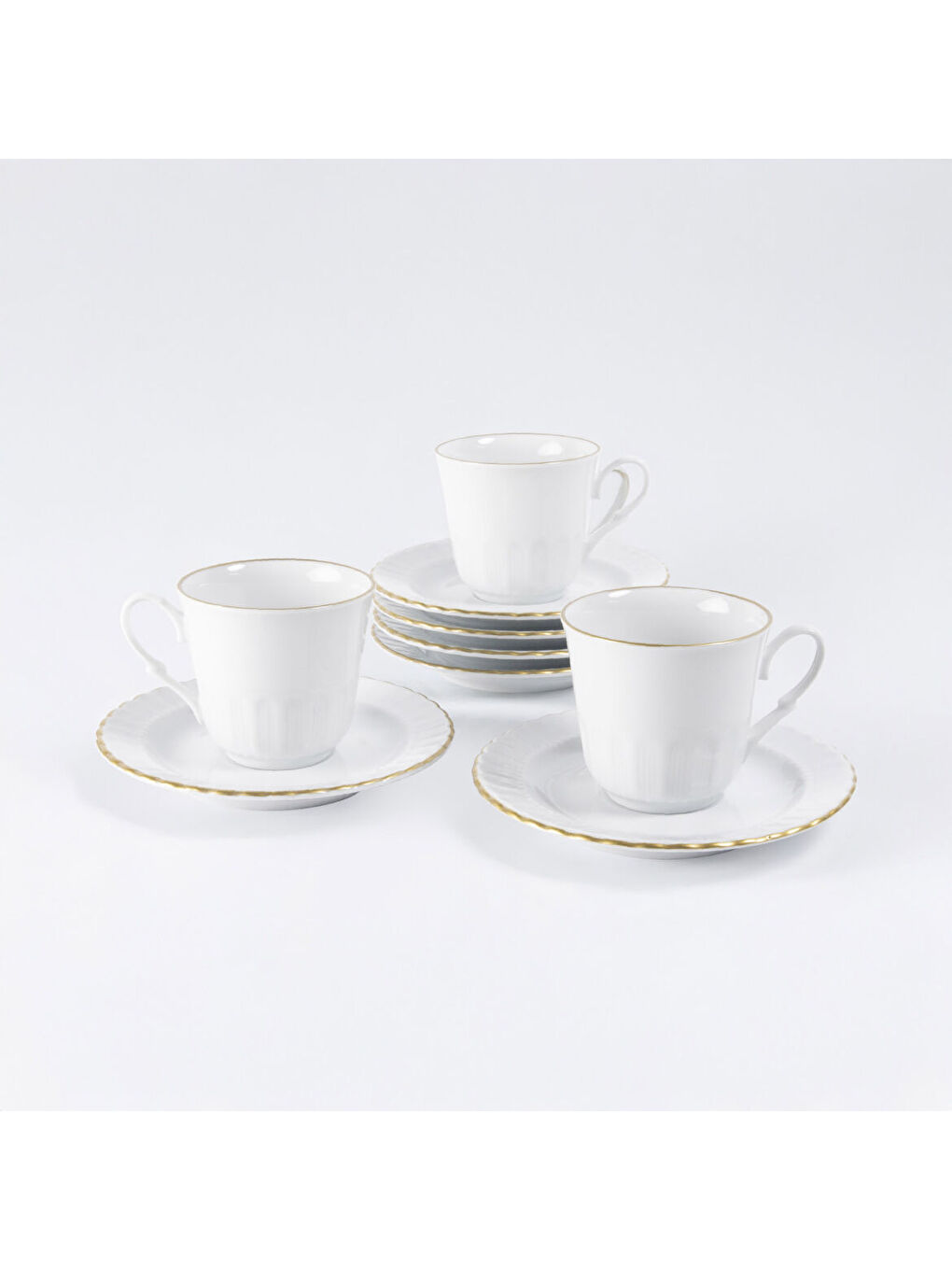 Ekru Sedef 2 Parça Tek Kişilik Çay Fincanı Mat Altın File-1