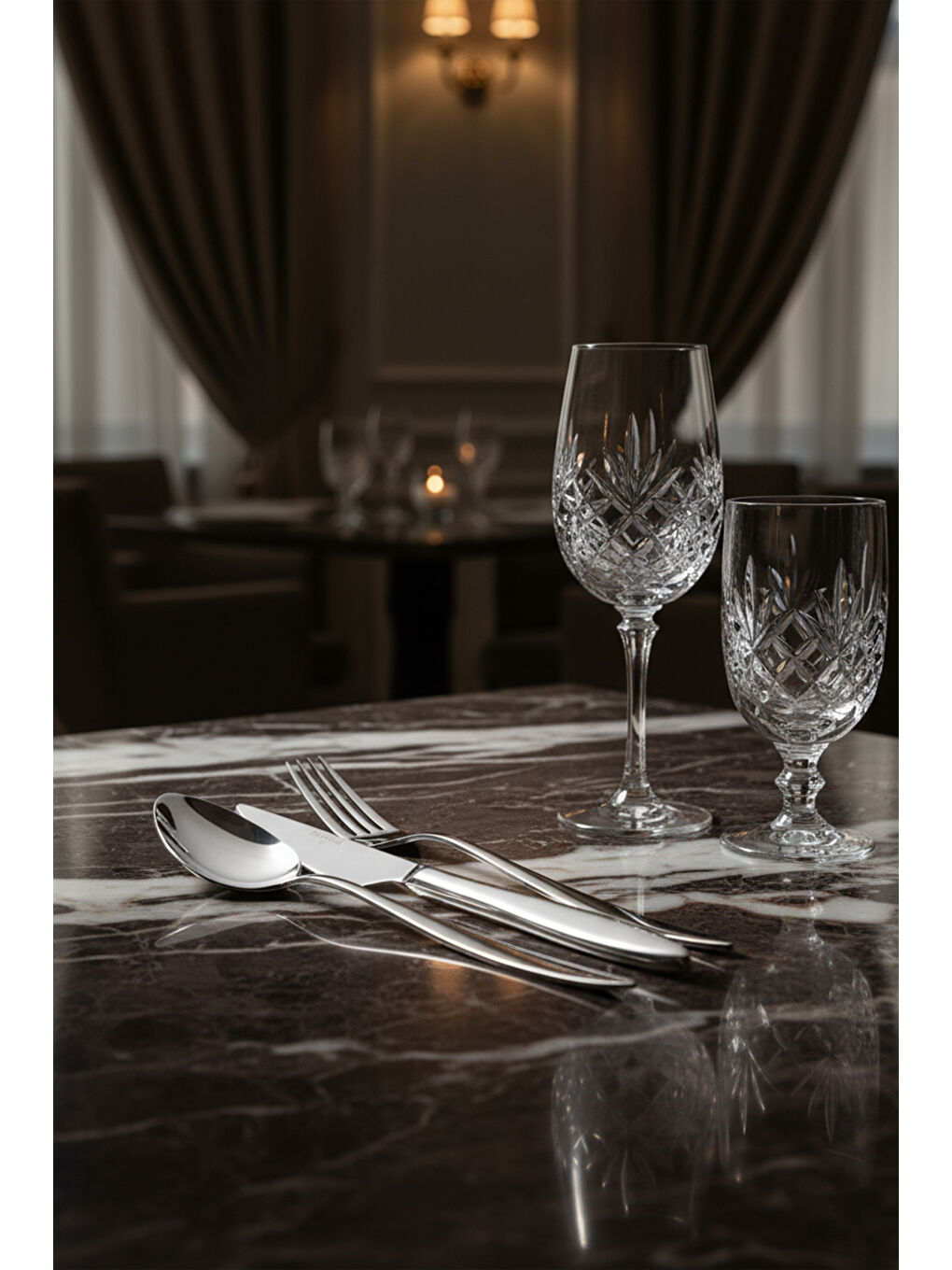 Gri Pearl 18 Parça Çatal Kaşık Bıçak Seti-1