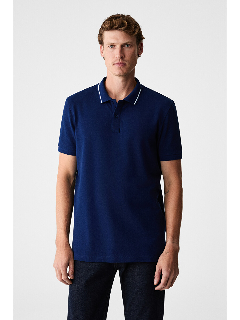 Rhodes Erkek Lacivert Polo Yaka T-shirt-1