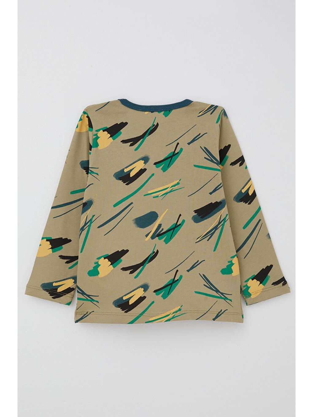 Erkek Bebek Pijama Takımı Renkli Fırça Vuruşu Haki Yeşil (9 Ay-3 Yaş)-4