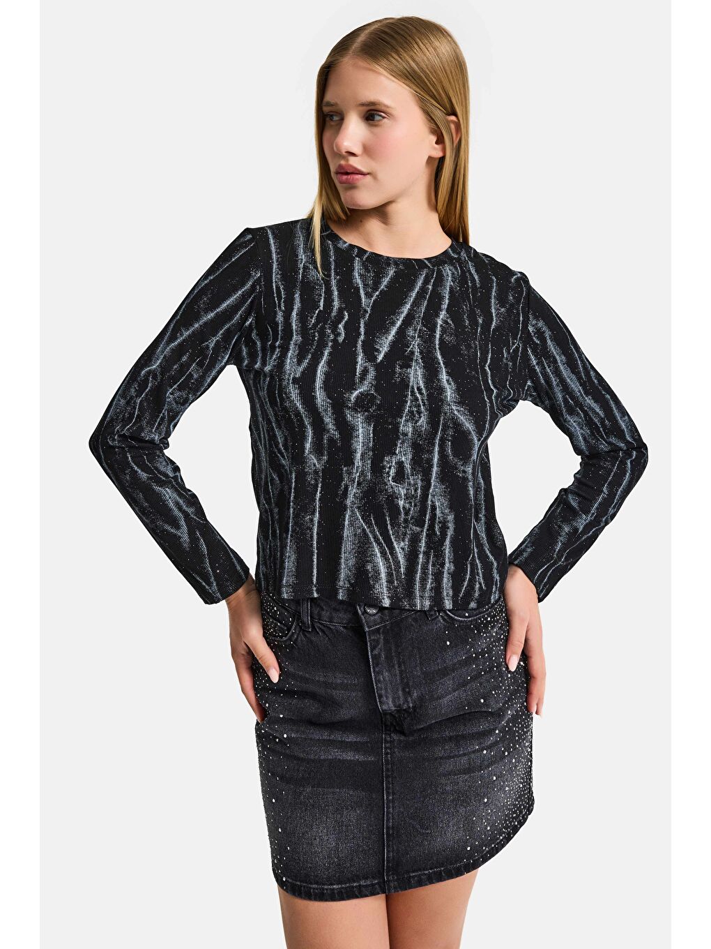 Kadın Siyah w5 Özel Tasarım Kumaş Elastan Body-1