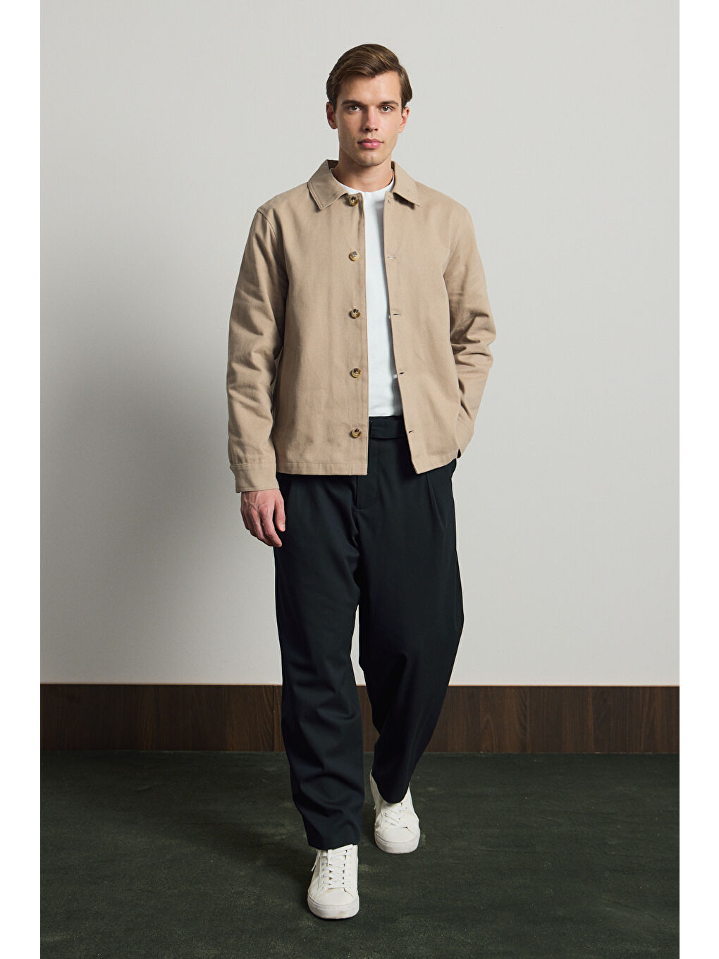 Bej Erkek Relaxed Pamuklu Ceket Vizon-1