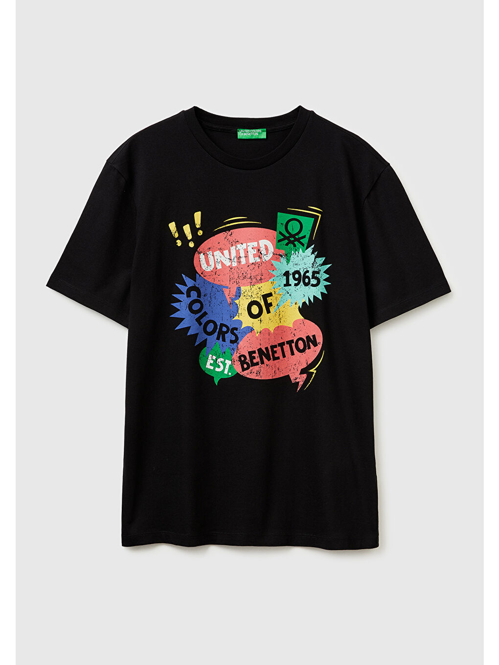 Erkek Siyah  %100 Pamuk Logo Baskılı Regular Fit Bisiklet Yaka T-Shirt