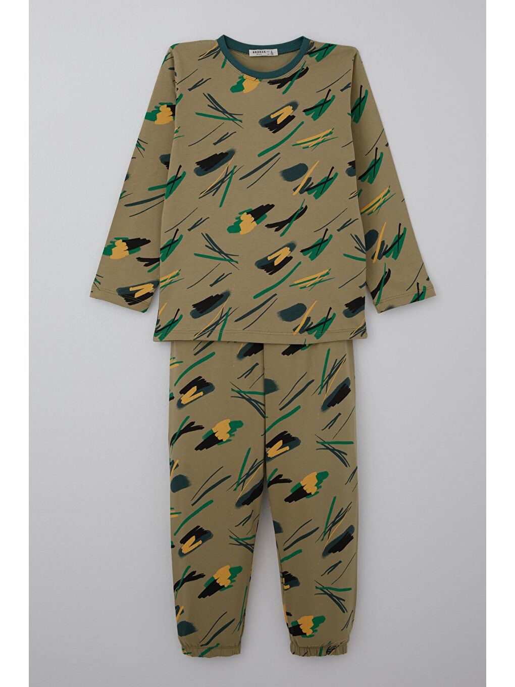 Erkek Çocuk Pijama Takımı Uykucu Fırça Haki Yeşil (4-8 Yaş)
