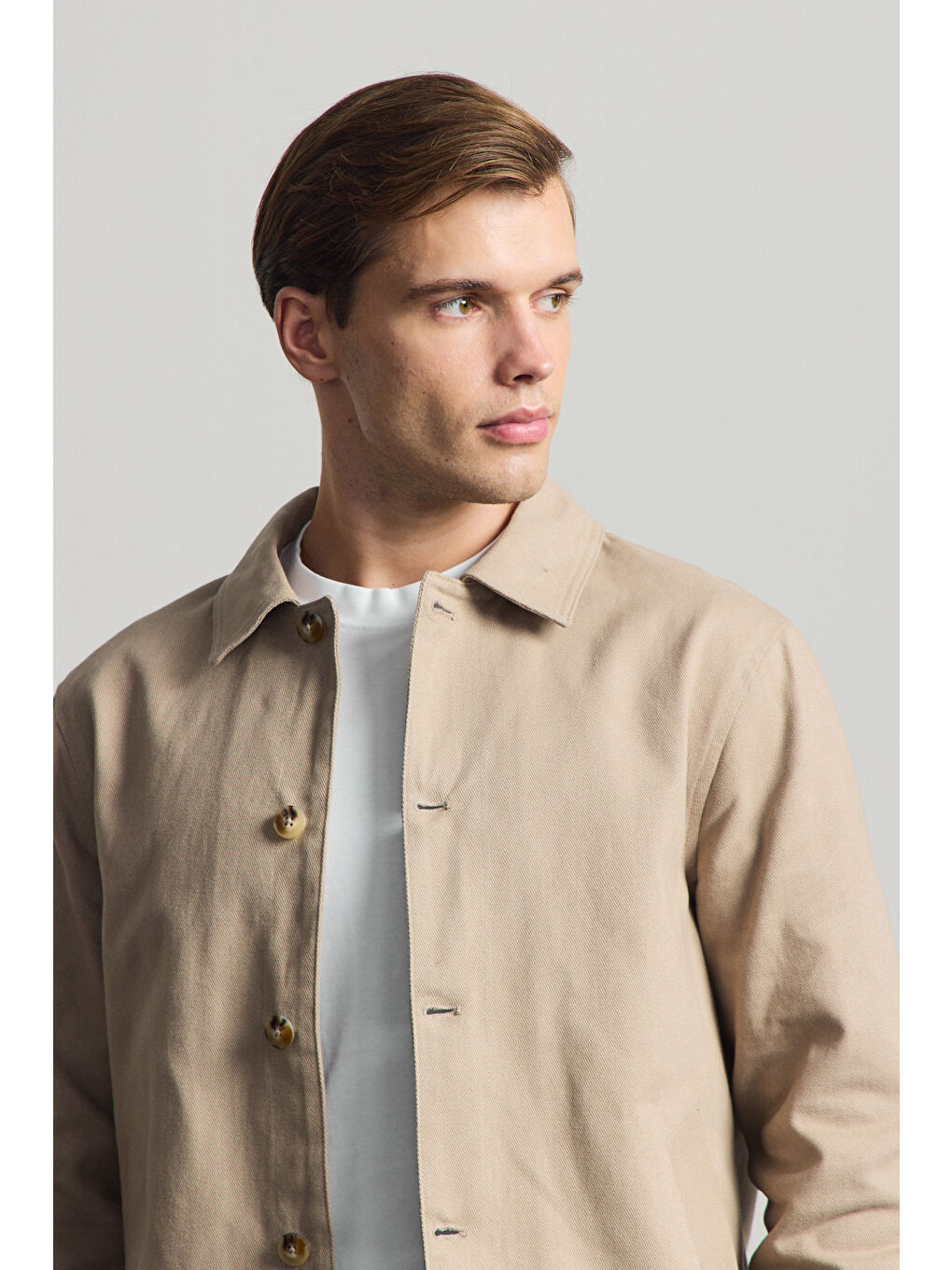 Bej Erkek Relaxed Pamuklu Ceket Vizon-3