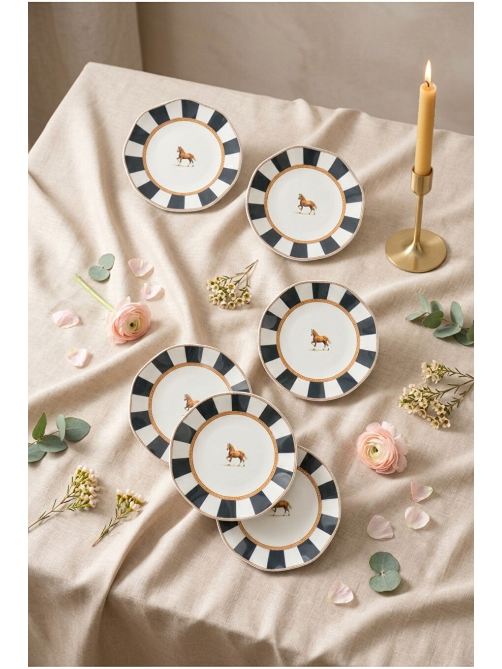 Beyaz Natural 6 Parça Pasta Takımı