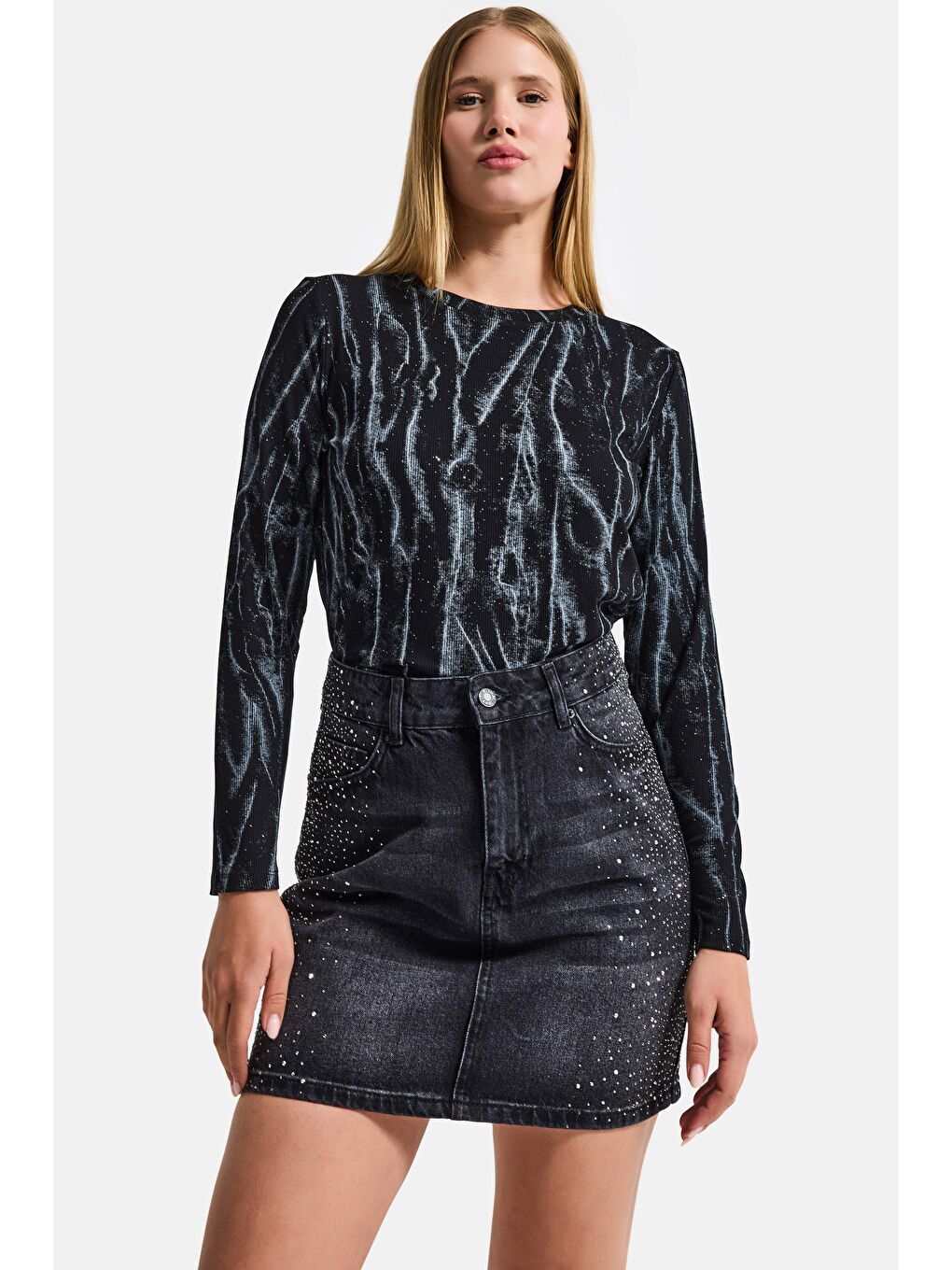 Kadın Siyah w5 Özel Tasarım Kumaş Elastan Body-3