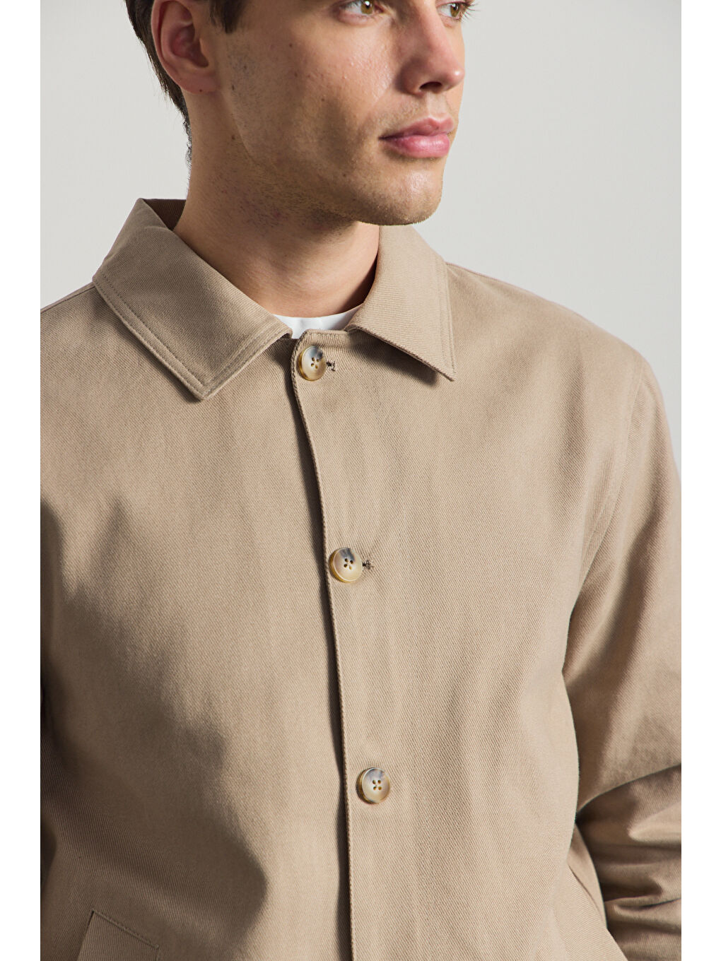 Bej Erkek Relaxed Pamuklu Ceket Vizon-5