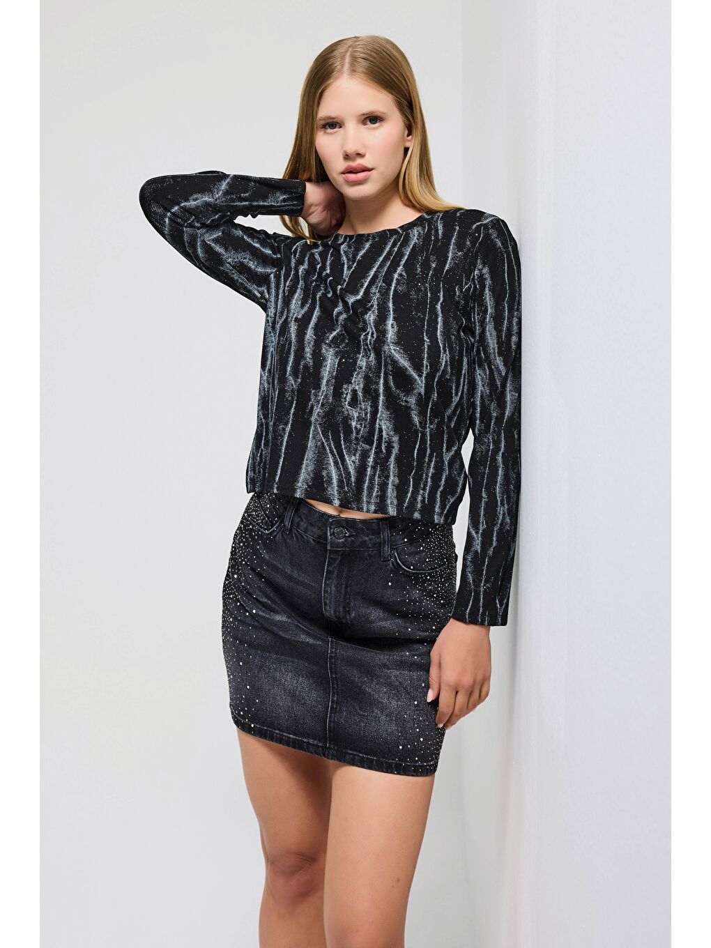 Kadın Siyah w5 Özel Tasarım Kumaş Elastan Body-4