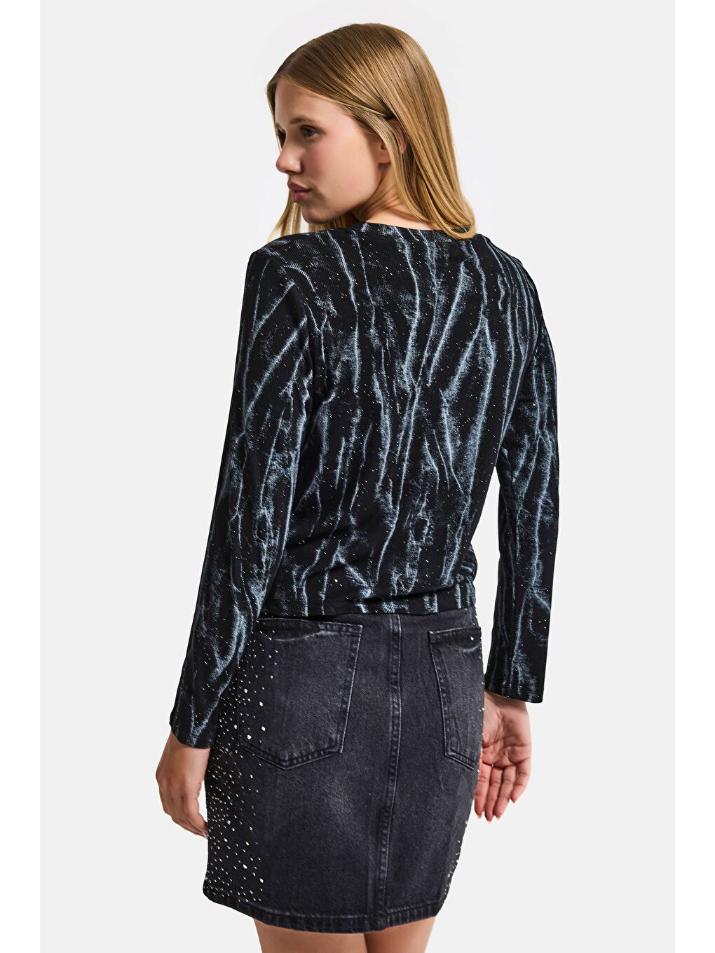 Kadın Siyah w5 Özel Tasarım Kumaş Elastan Body-5