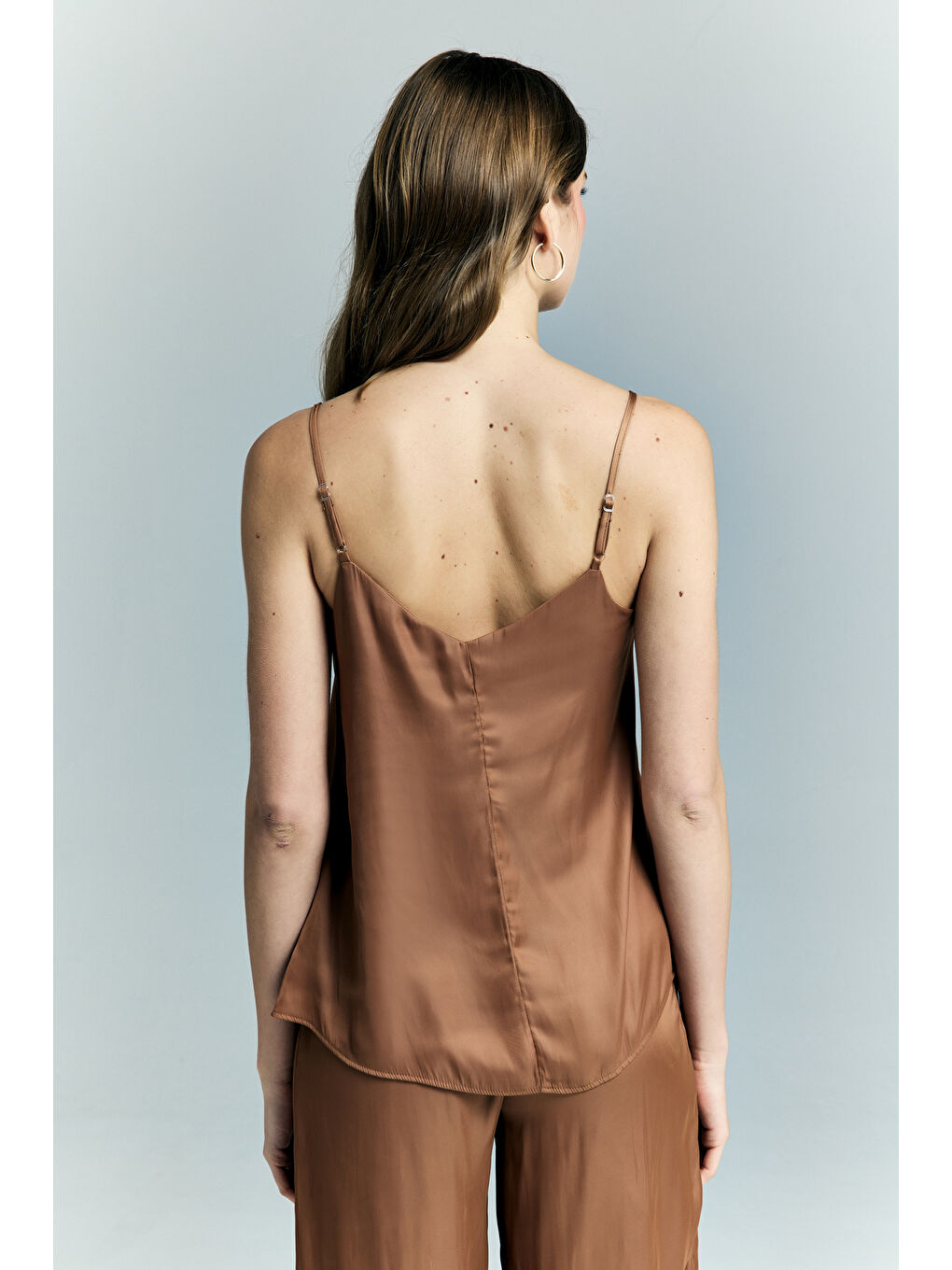 Kahverengi Tosca Askılı Bluz - Tarçın-6