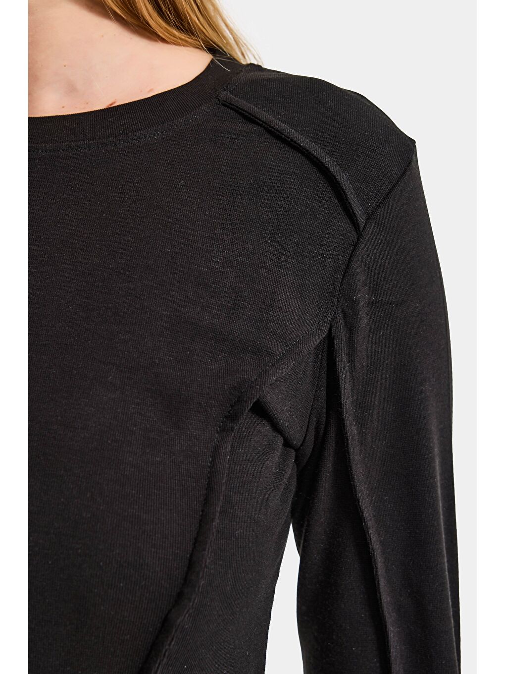 Kadın Siyah Renk w5 Organik Kumaş Crop Fit Body-5