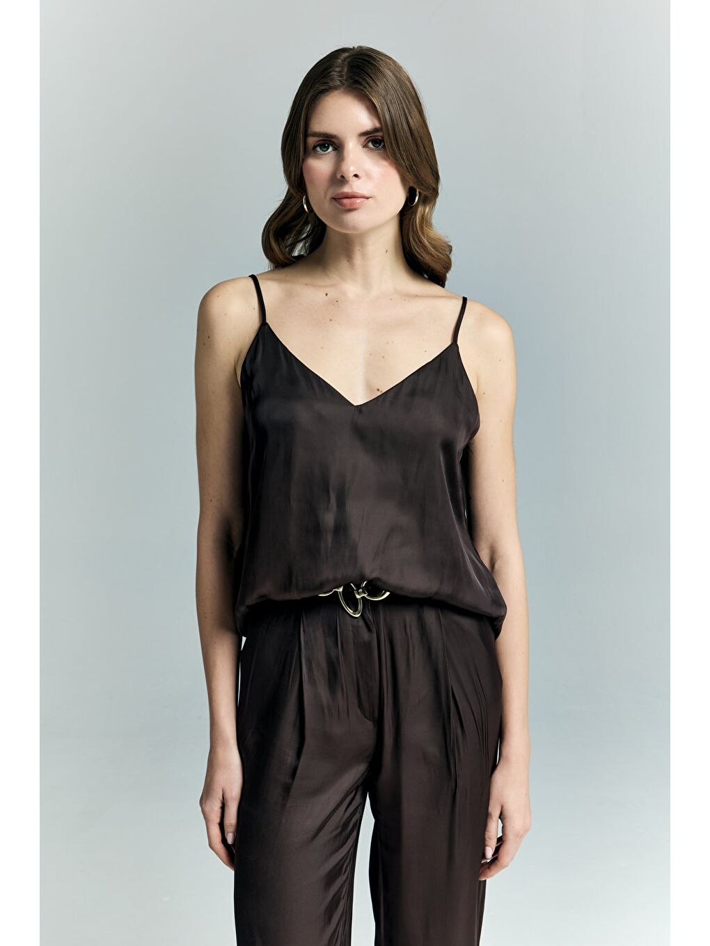 Kahverengi Tosca Askılı Bluz - Kahve-2