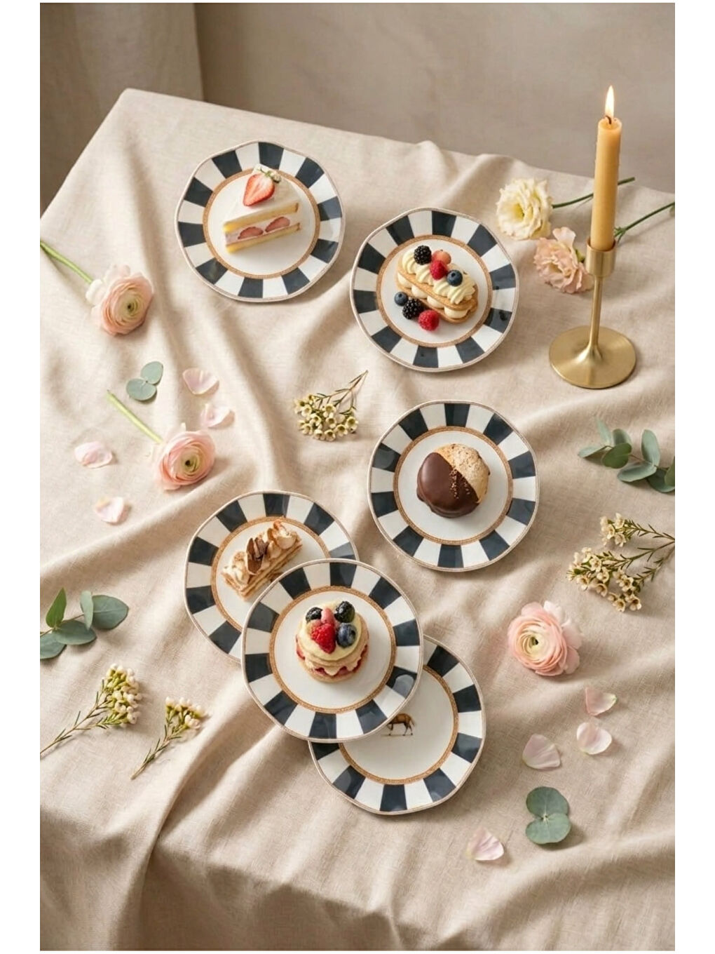 Beyaz Natural 6 Parça Pasta Takımı-2