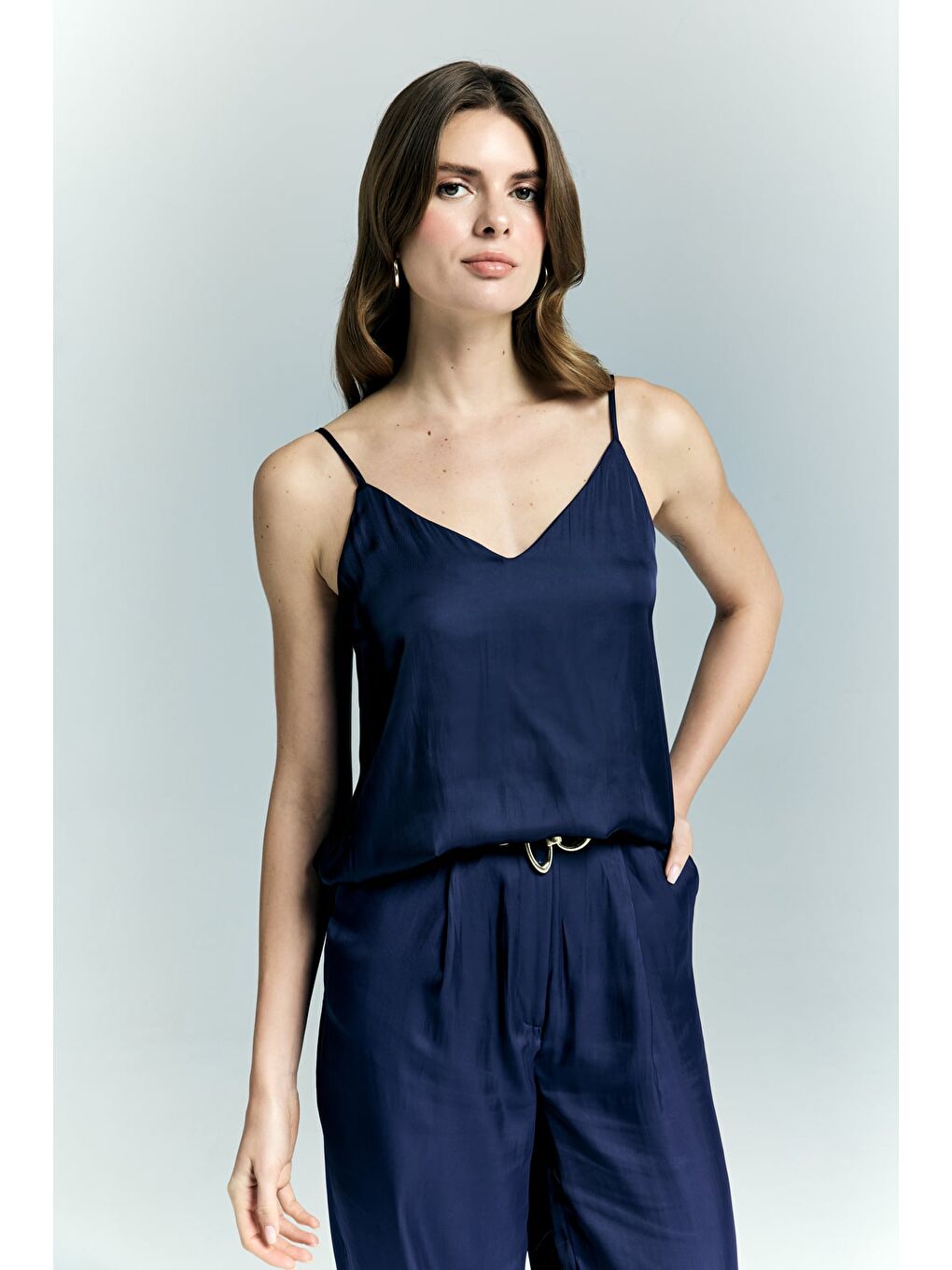 Tosca Askılı Bluz - Lacivert-1