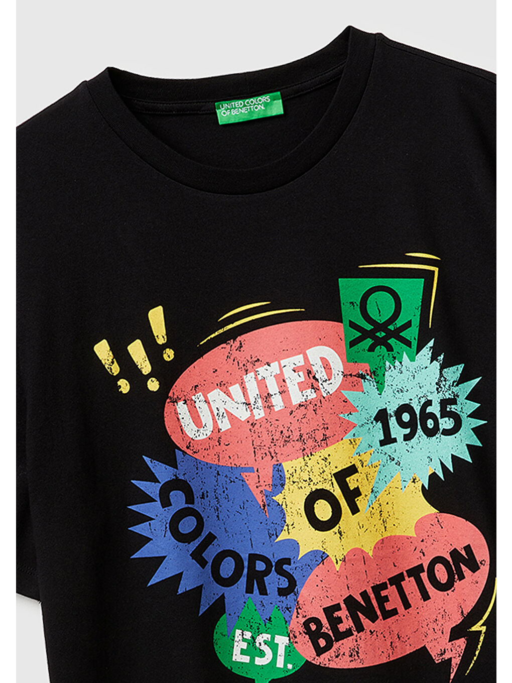 Erkek Siyah  %100 Pamuk Logo Baskılı Regular Fit Bisiklet Yaka T-Shirt-2