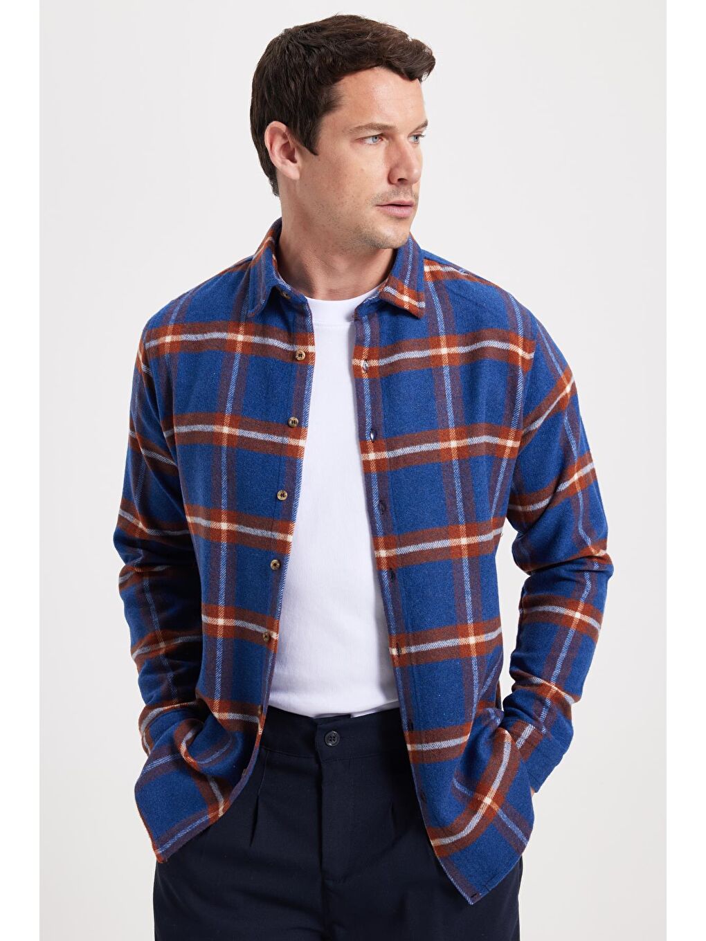 Karışık Erkek Slim Fit Dar Kesim Kareli Kışlık Oduncu Gömlek-6