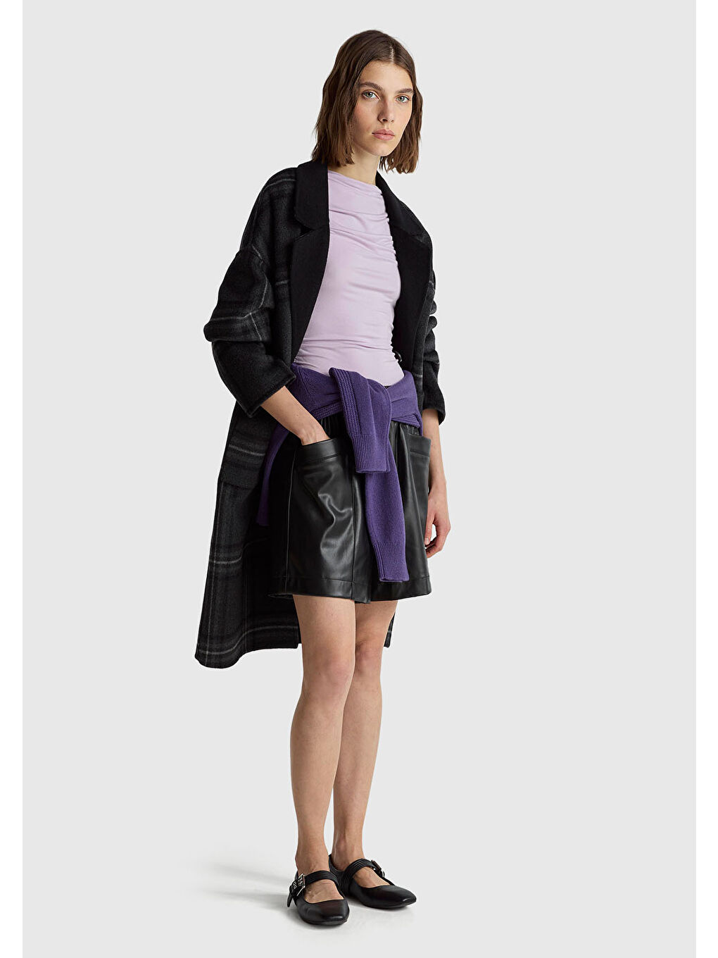 Kadın Lila Modal Karışımlı Slim Fit Kayık Yaka Uzun Kollu T-Shirt-4