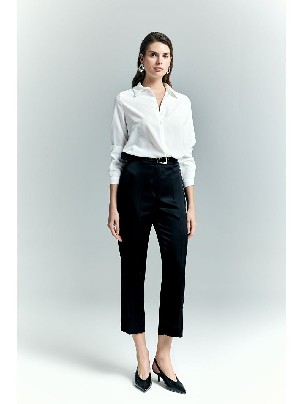 Lisa Saten Duble Paça Pantolon - Siyah-2