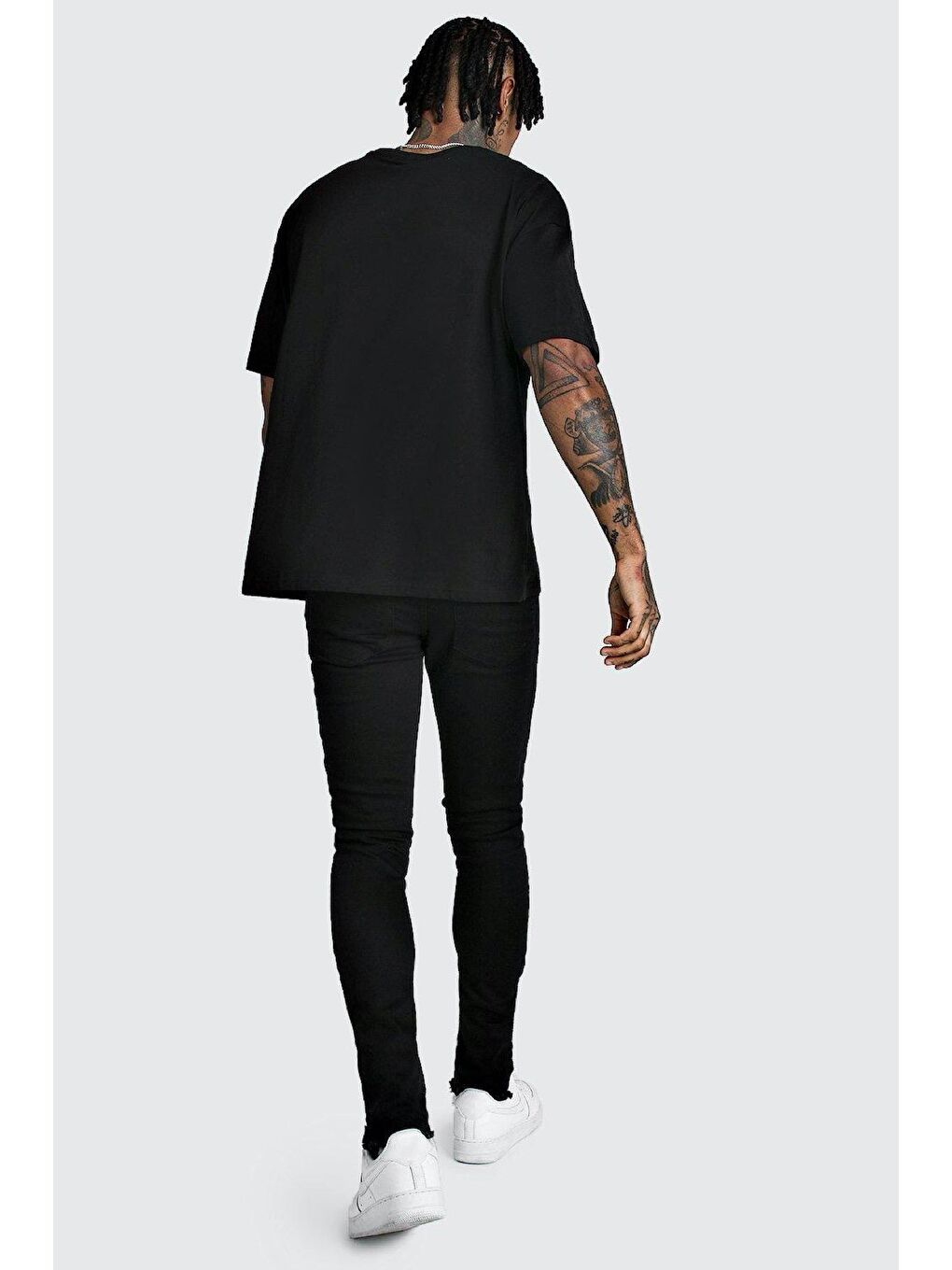 Siyah Crash Man African Erkek Oversize Tshirt-2