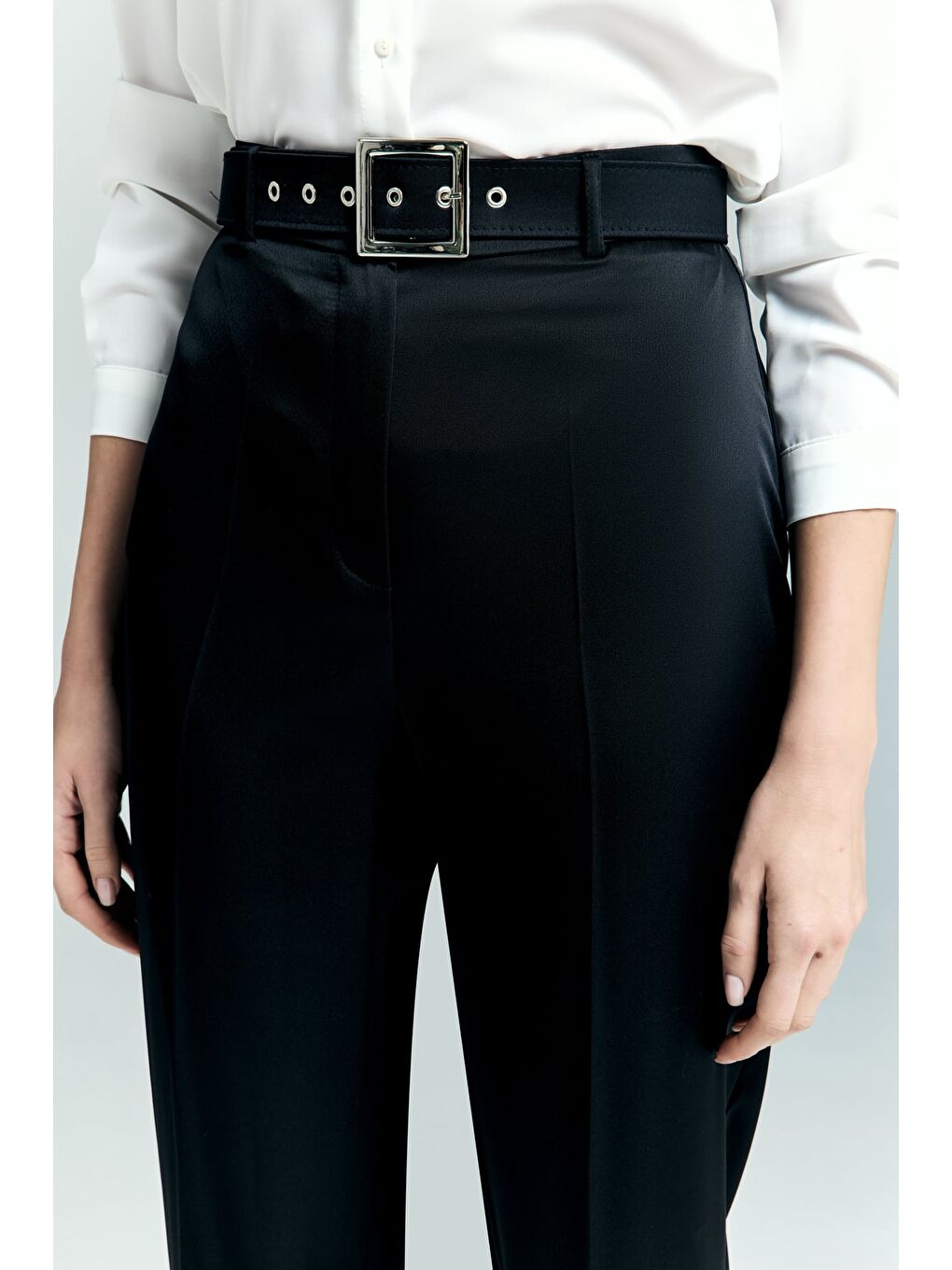 Lisa Saten Duble Paça Pantolon - Siyah-6