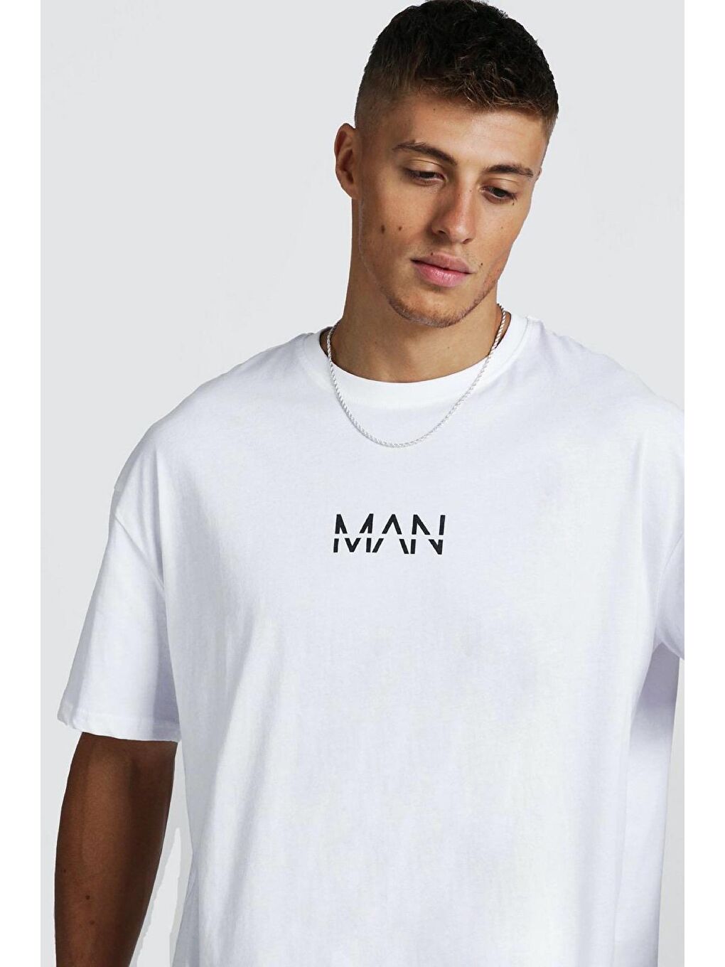 Beyaz Crash Man African Erkek Oversize Tshirt-1