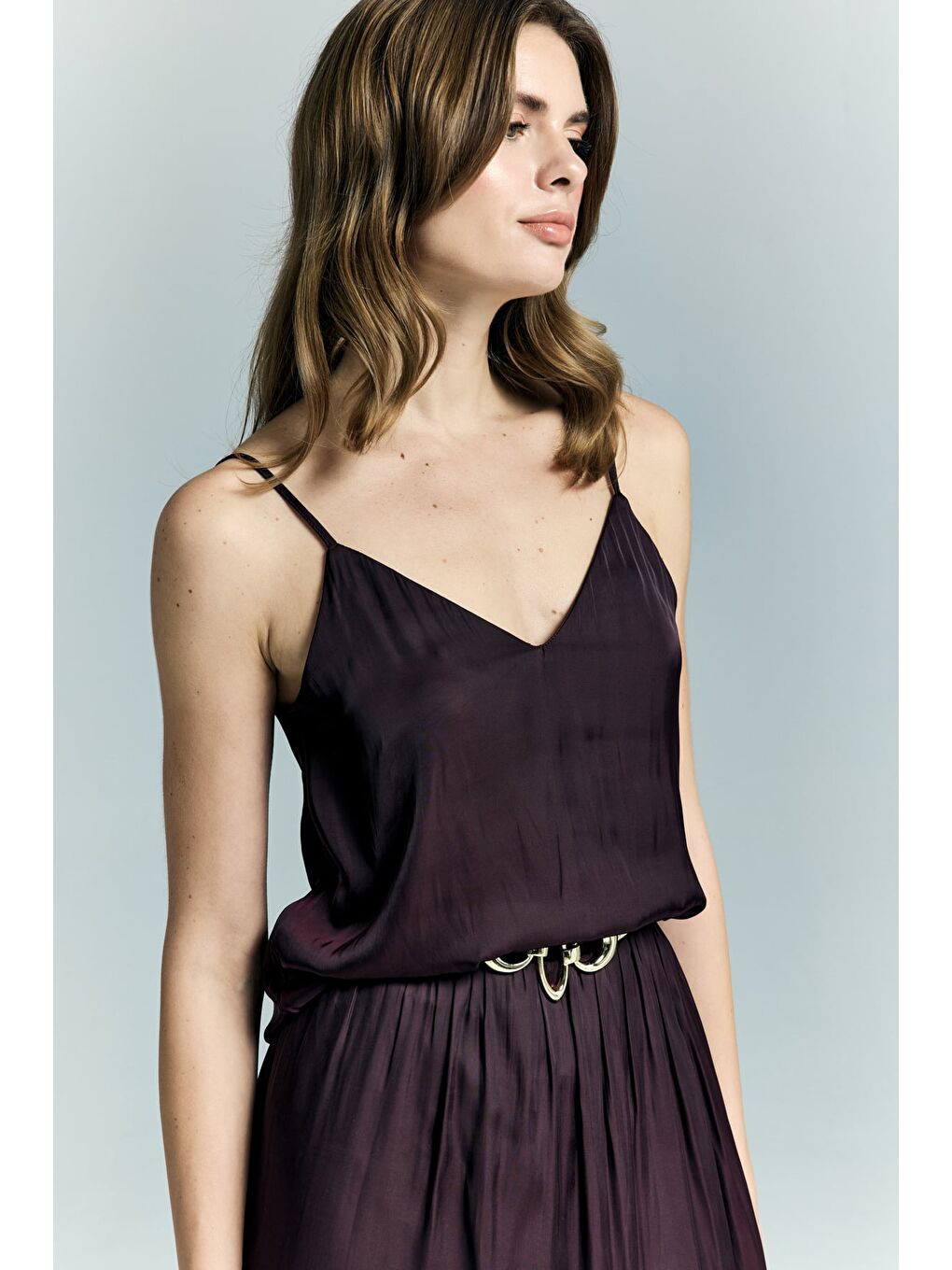 Tosca Askılı Bluz - Bordo-4