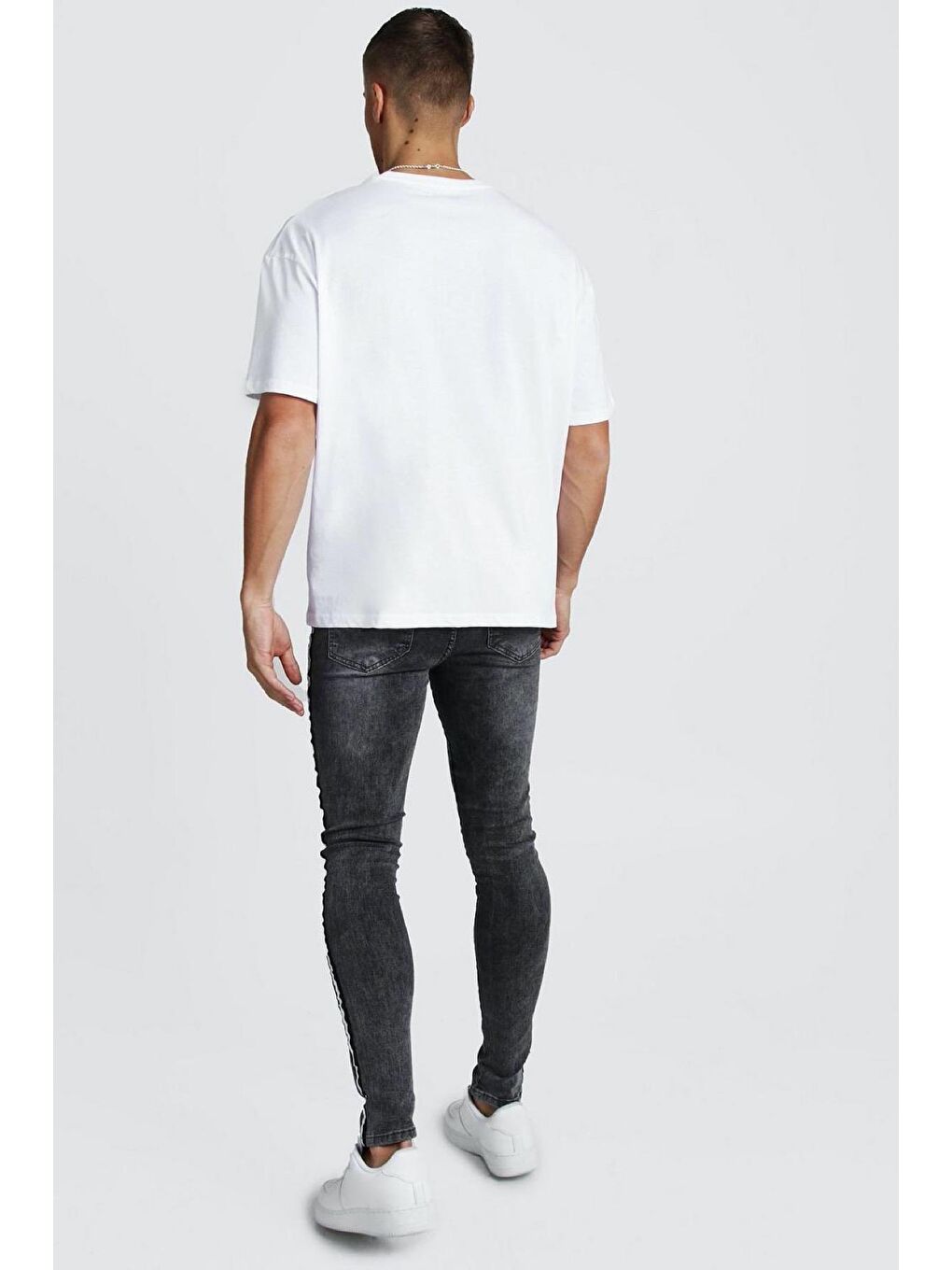 Beyaz Crash Man African Erkek Oversize Tshirt-2