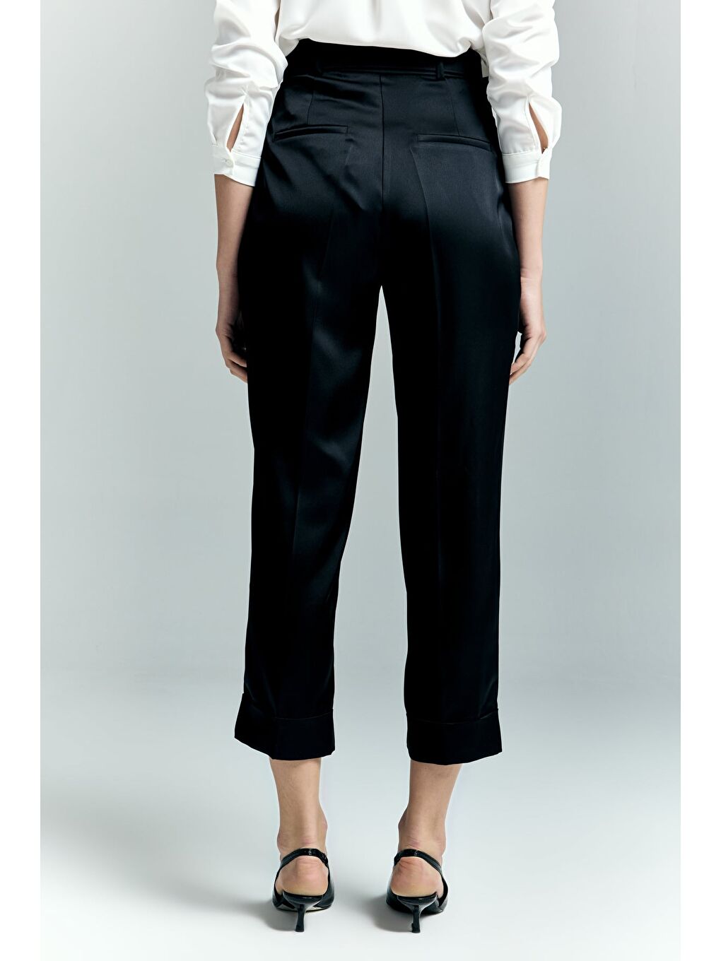 Lisa Saten Duble Paça Pantolon - Siyah-7