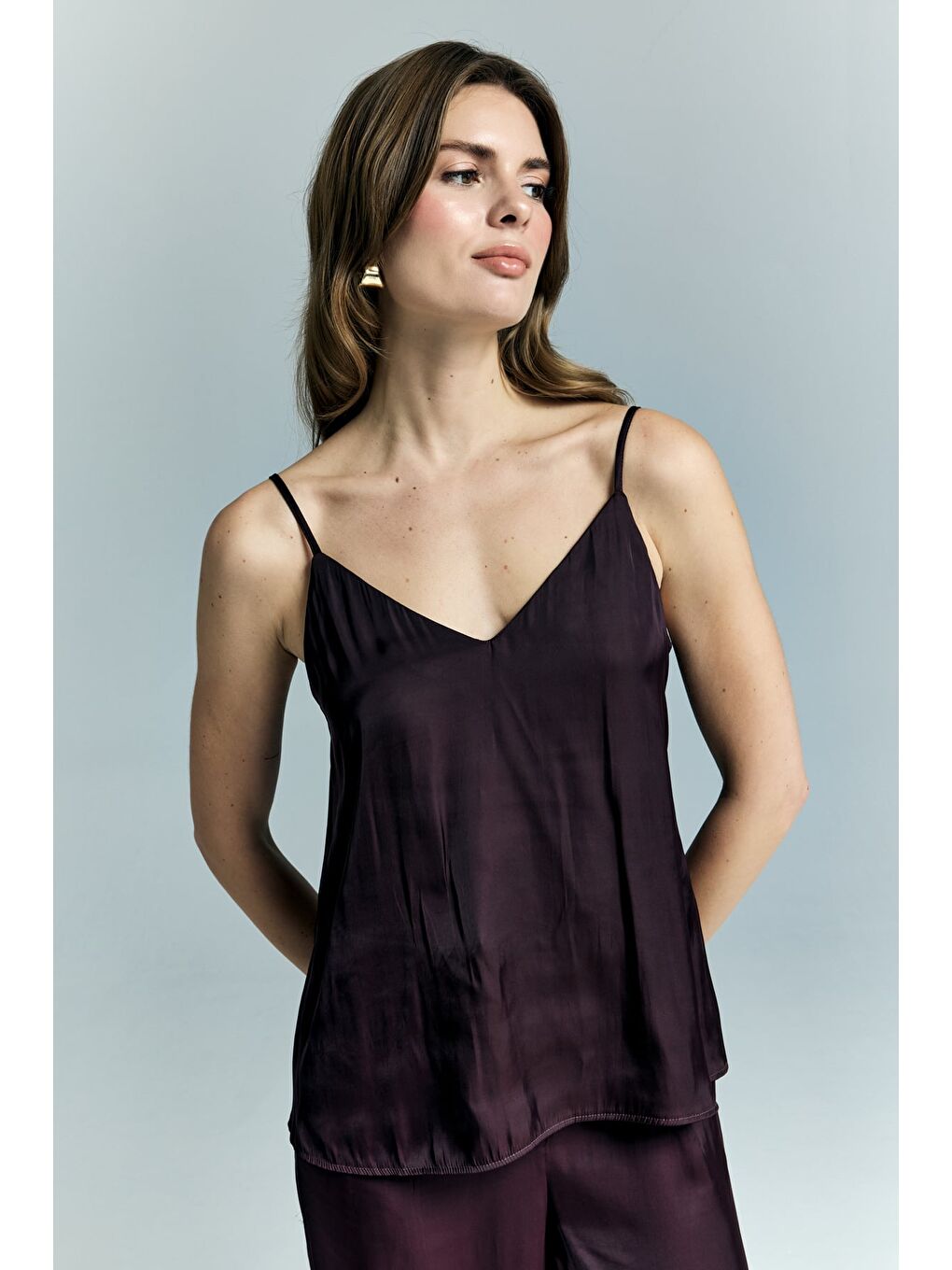 Tosca Askılı Bluz - Bordo-5