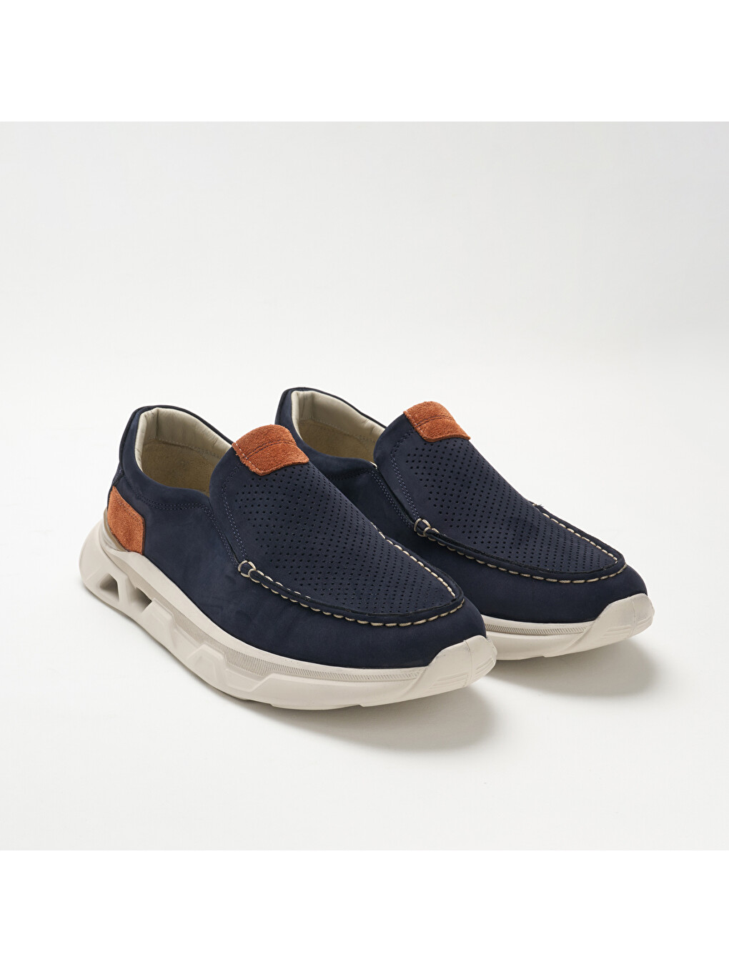 Lacivert Erkek Sneaker OG-2413 018-137 Laci Nubuk-Turuncu Dana Süet-1