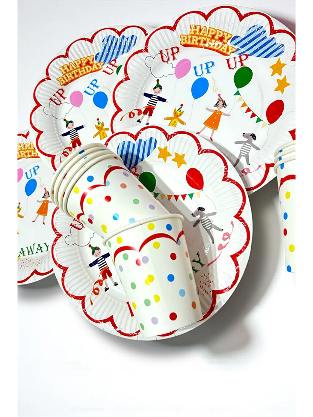 Karışık Çok Renkli Sevimli Hayvan ve Çocuk Figürlü Tabak Bardak Set-1