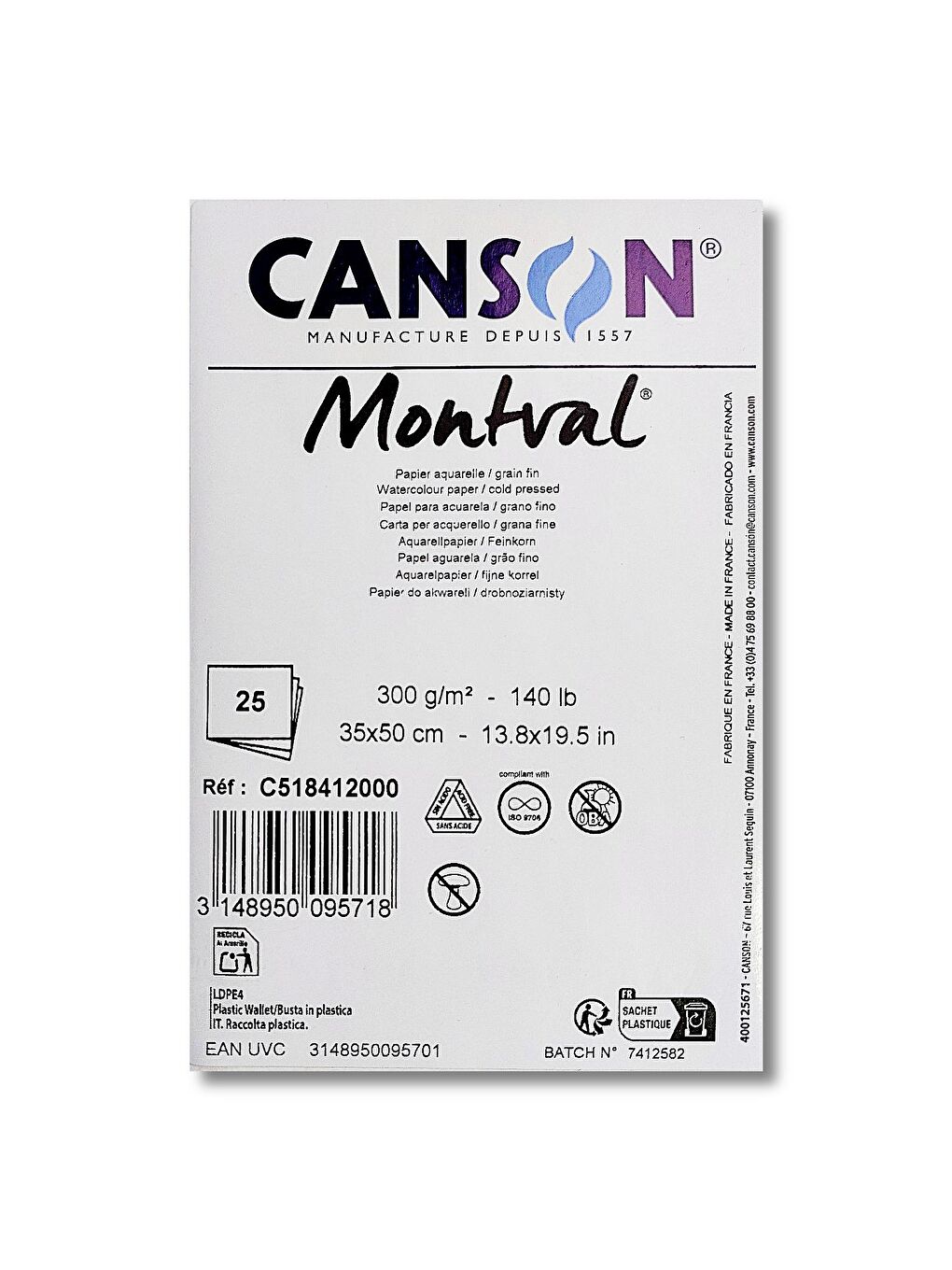 Montval 35x50 300 gr Dokulu Soğuk Pres Sulu Boya Kağıdı 25 Adet-1