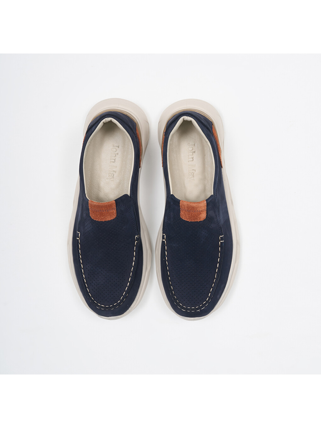 Lacivert Erkek Sneaker OG-2413 018-137 Laci Nubuk-Turuncu Dana Süet-4