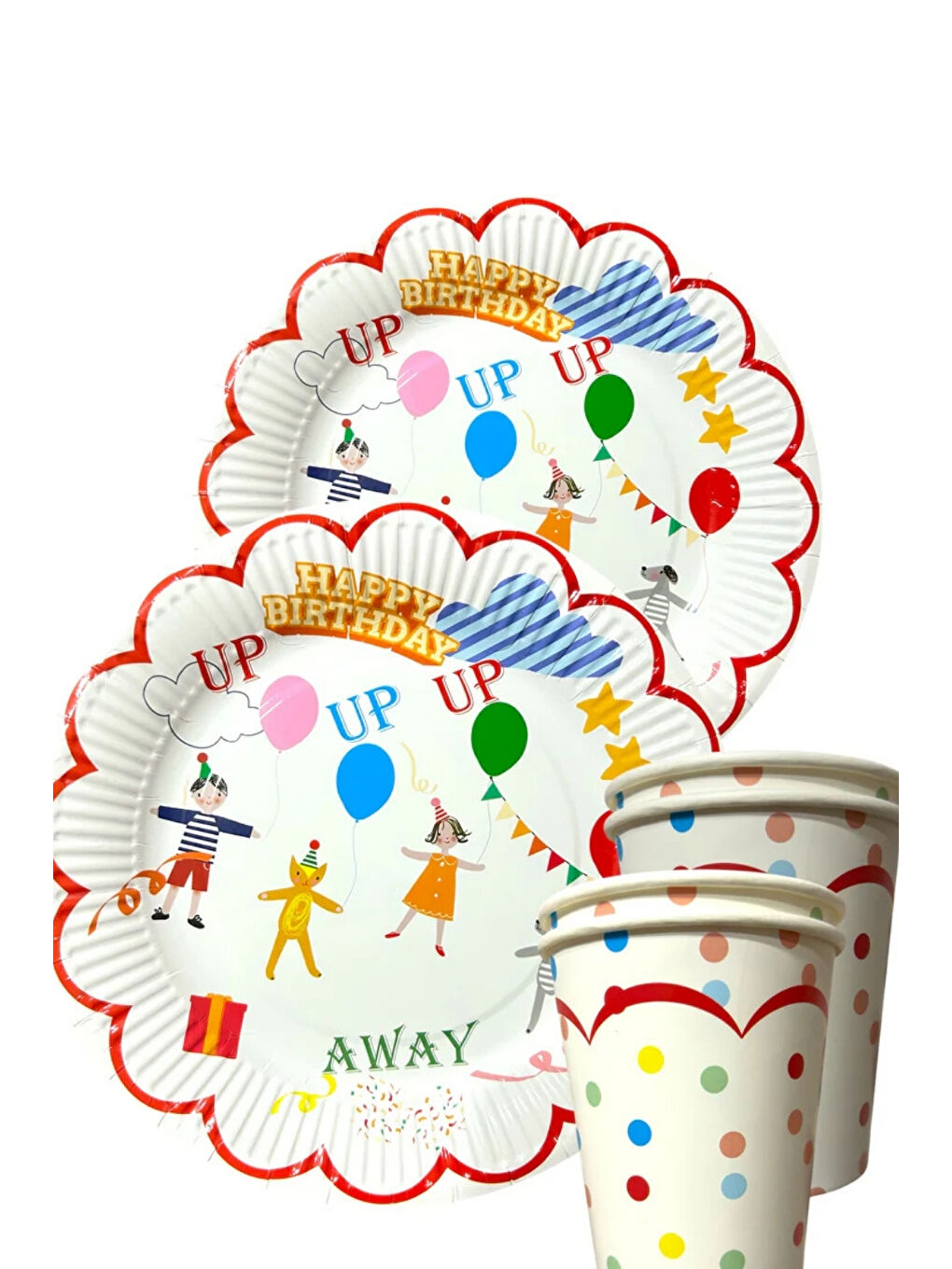 Karışık Çok Renkli Sevimli Hayvan ve Çocuk Figürlü Tabak Bardak Set-2