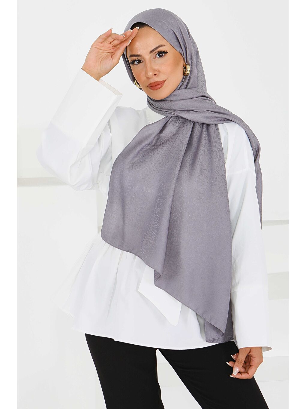 Etnik Monagram Şal Gri - 27592-2