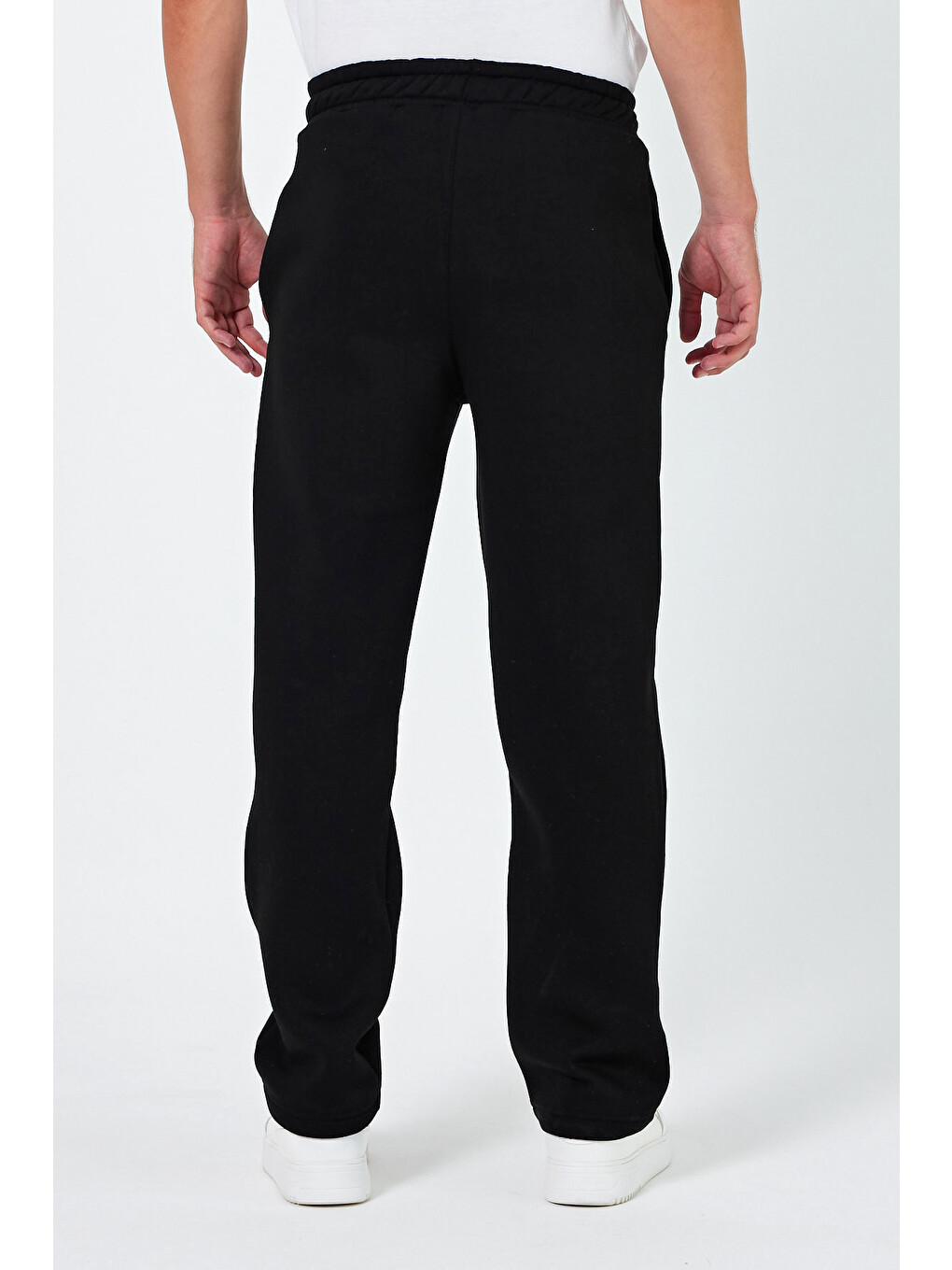 Siyah Erkek Baggy Geniş Paça Eşofman Alt-3