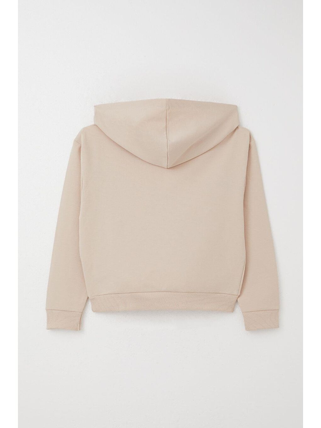 Kız Çoçuk Eşofman Takım Balıkçı Yaka Kapüşonlu Bej (8-12 Yaş)-3