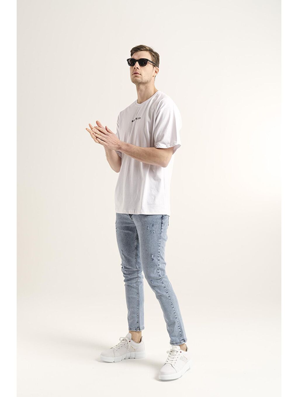 Beyaz Dani Brooklyn Erkek Comfort Tshirt Büyük Beden Erkek Tshirt-2